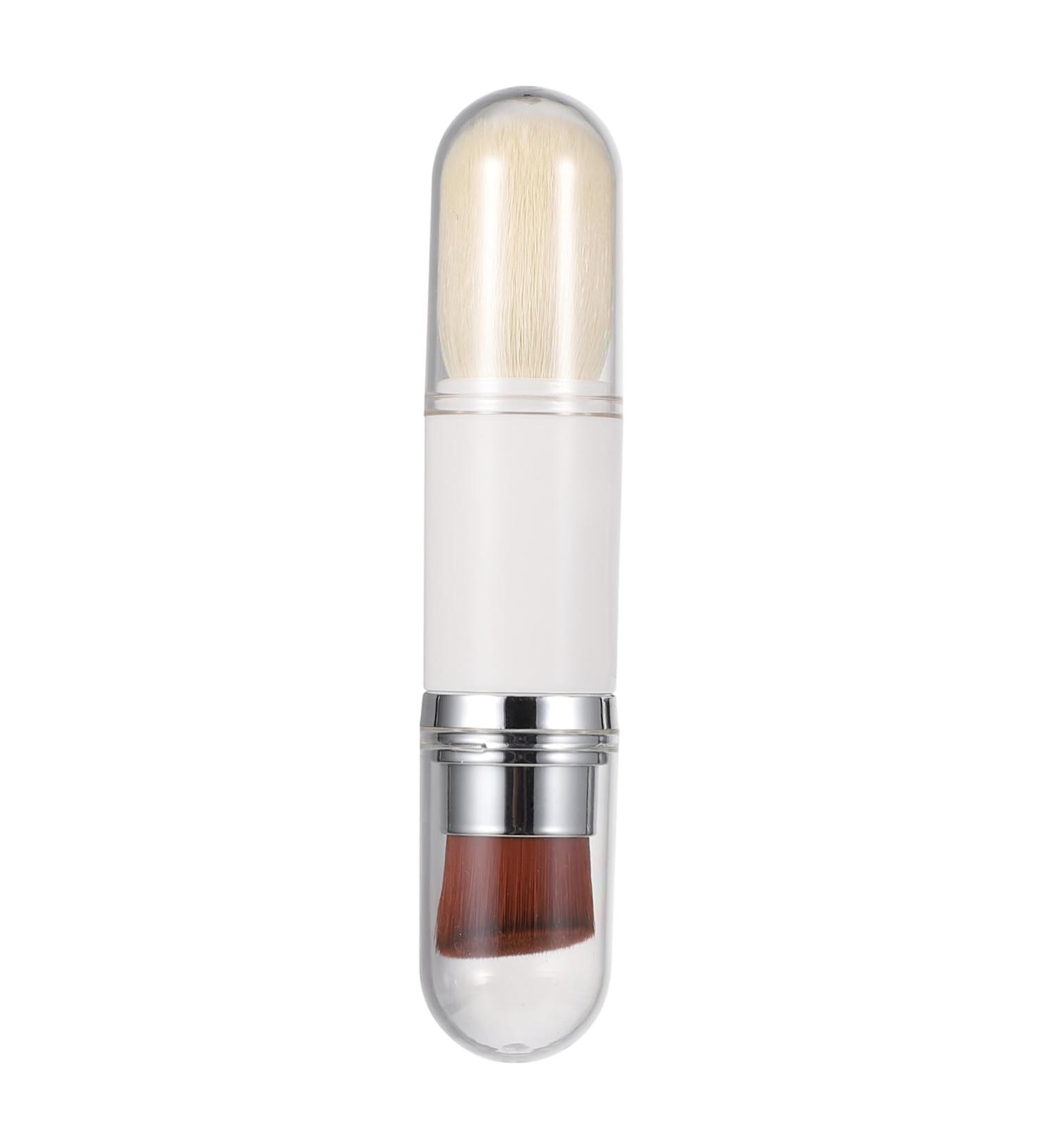 Telescopic Makeup Brush | Dual-Head Foundation & Blush Brush for Flawless Application | 13.5x2.6cm - Silver - Buy Online on GoSupps.com