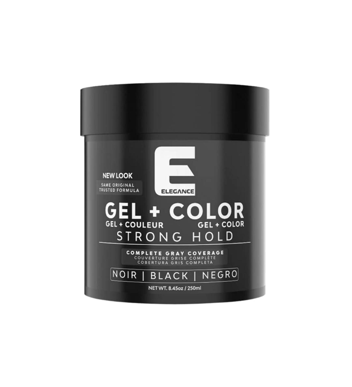 E Elegance Black Color Hair Styling Gel Strong Hold 8.45 Oz