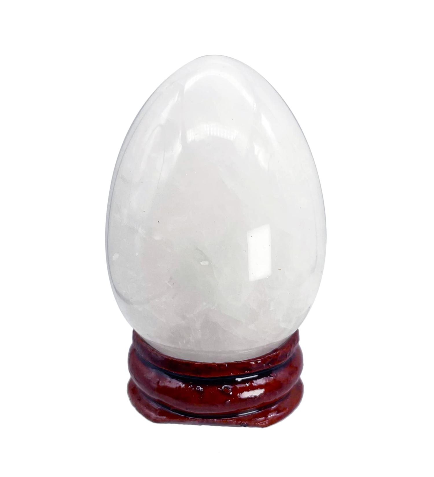 Ladeukoi Stone Egg Figurines - Polished White Quartz Healing Crystal Easter Eggs with Stand | International Shipping - Buy Online on GoSupps.com