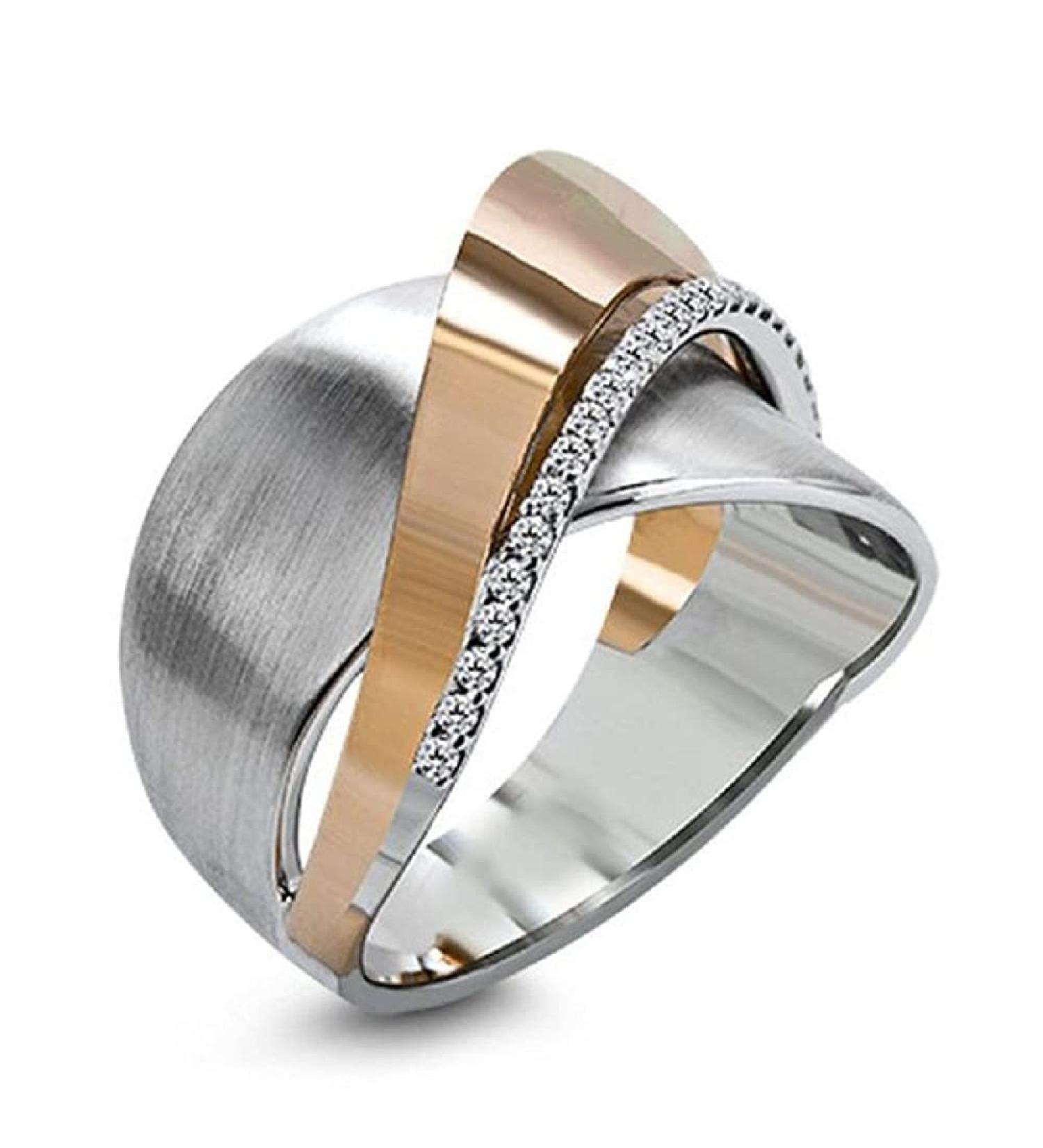 S925 Sterling Silver Micro-Inlaid Rose Gold Two-Tone Bow Engagement Ring - Buy Online on GoSupps.com
