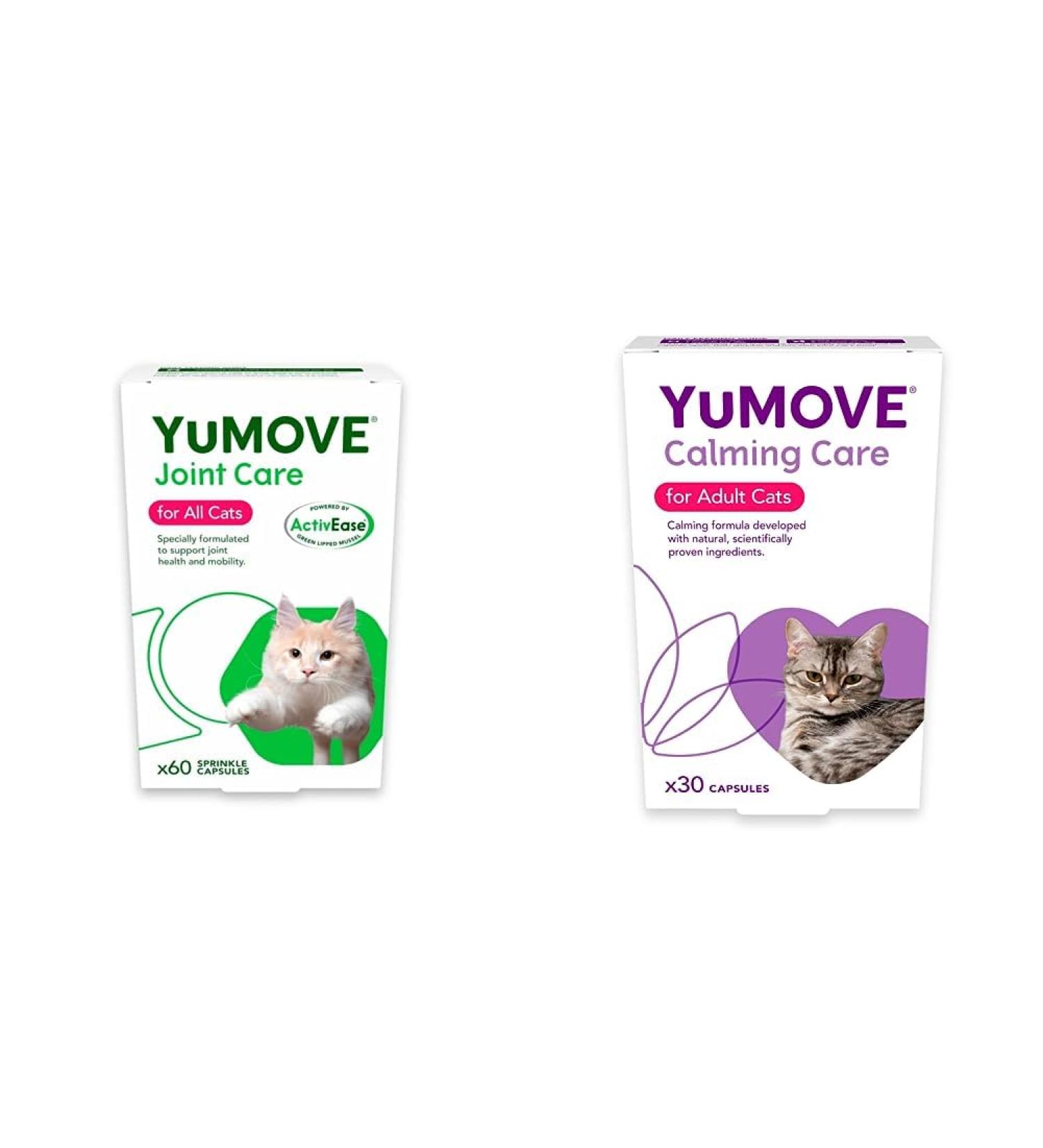 Lintbells | YuMOVE Cat | Hip and Joint Supplement for Stiff Cats| 60 Capsules & YuCALM Cat | Calming Supplement for Cats who are Stressed or Nervous All Ages and Breeds | 30 Capsules - Buy Online on GoSupps.com