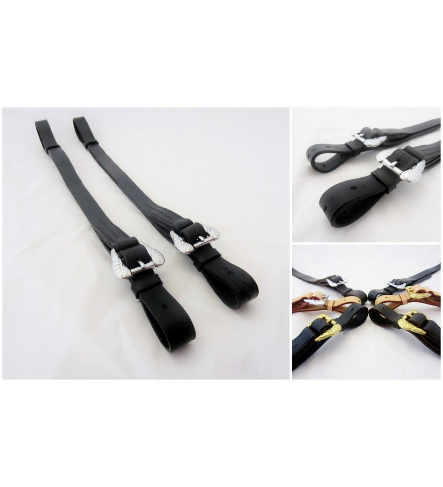 Buy PS Horse Spanish Baroque Stirrup Leathers - Black with Gold/Silver Fittings | International Shipping Available - Buy Online on GoSupps.com