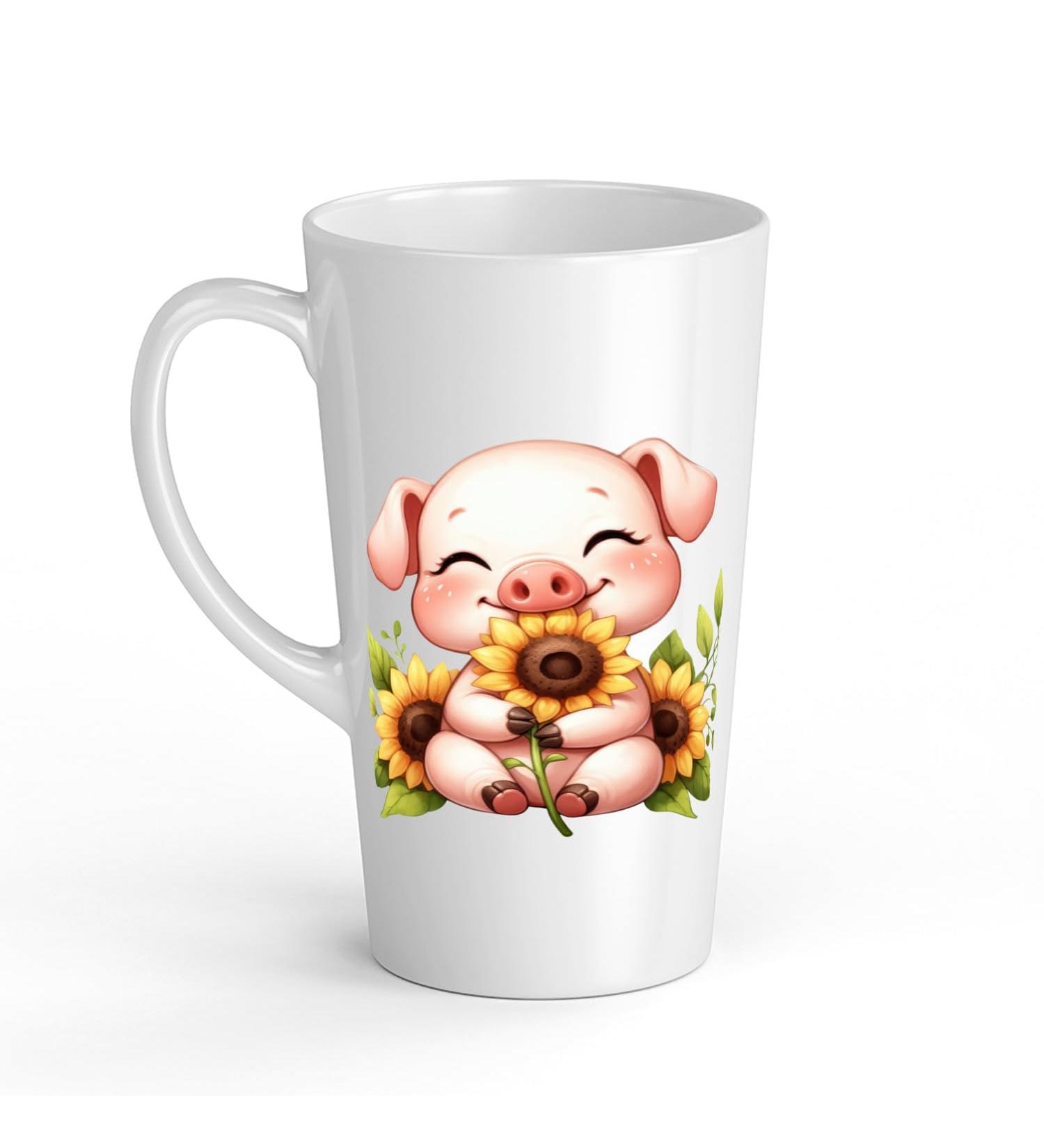 White Ceramic Baby Pig Mug - Large 483 ml Perfect for Hot Chocolate or Milk Fun and Easy to Use