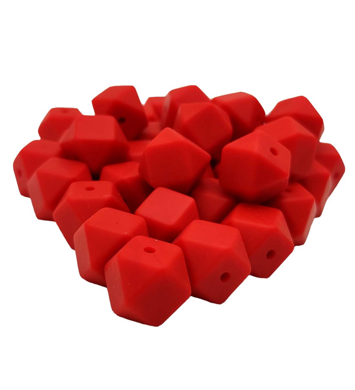 50pcs Scarlet Red 14mm Hexagon Silicone Beads for Mom Jewelry Making - Buy Online on GoSupps.com