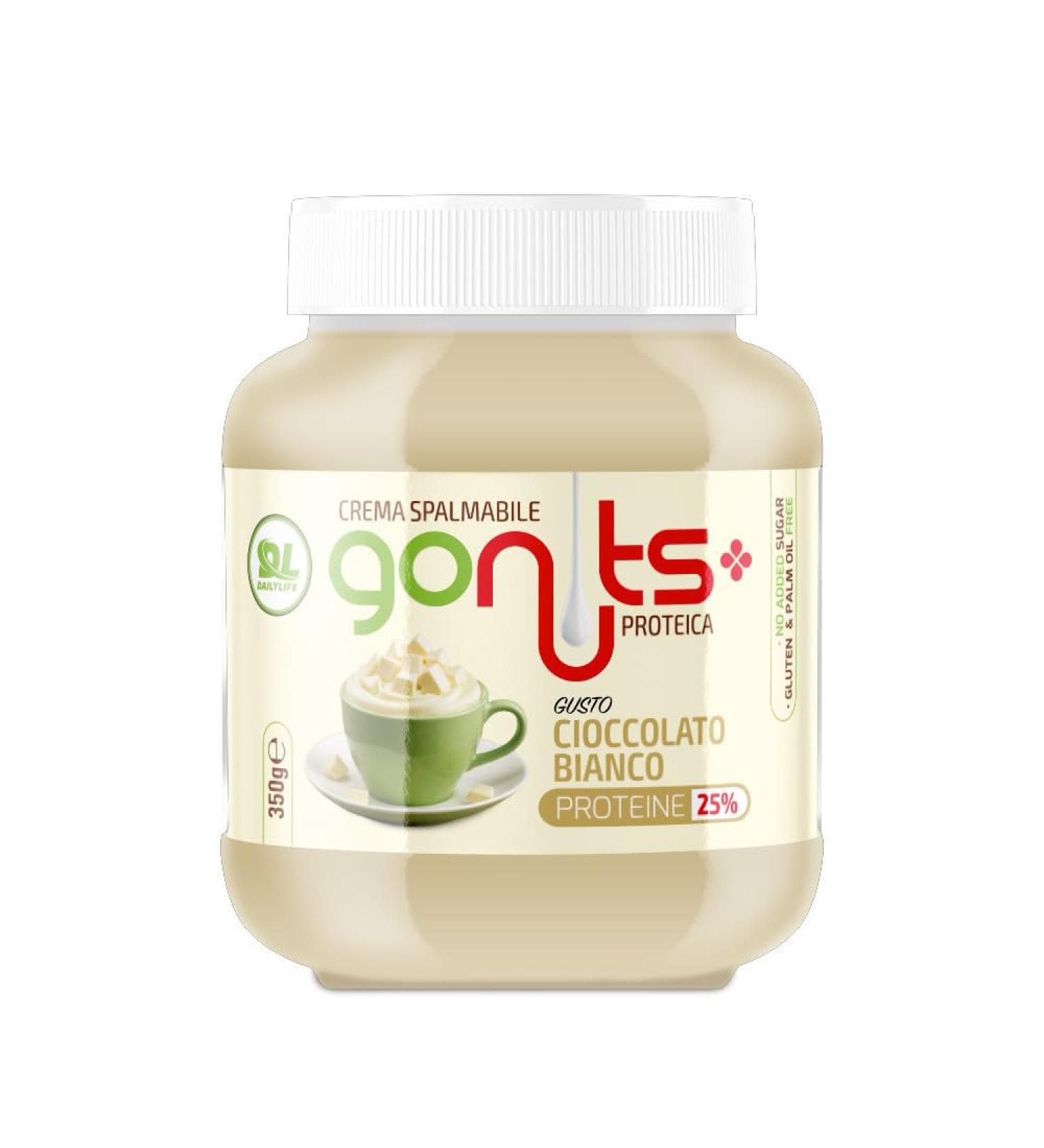 Daily Life Gonuts WhitePassion - Spreadable Cream - With 25% Whey Protein No Palm Oil or Added Sugars - 350g
