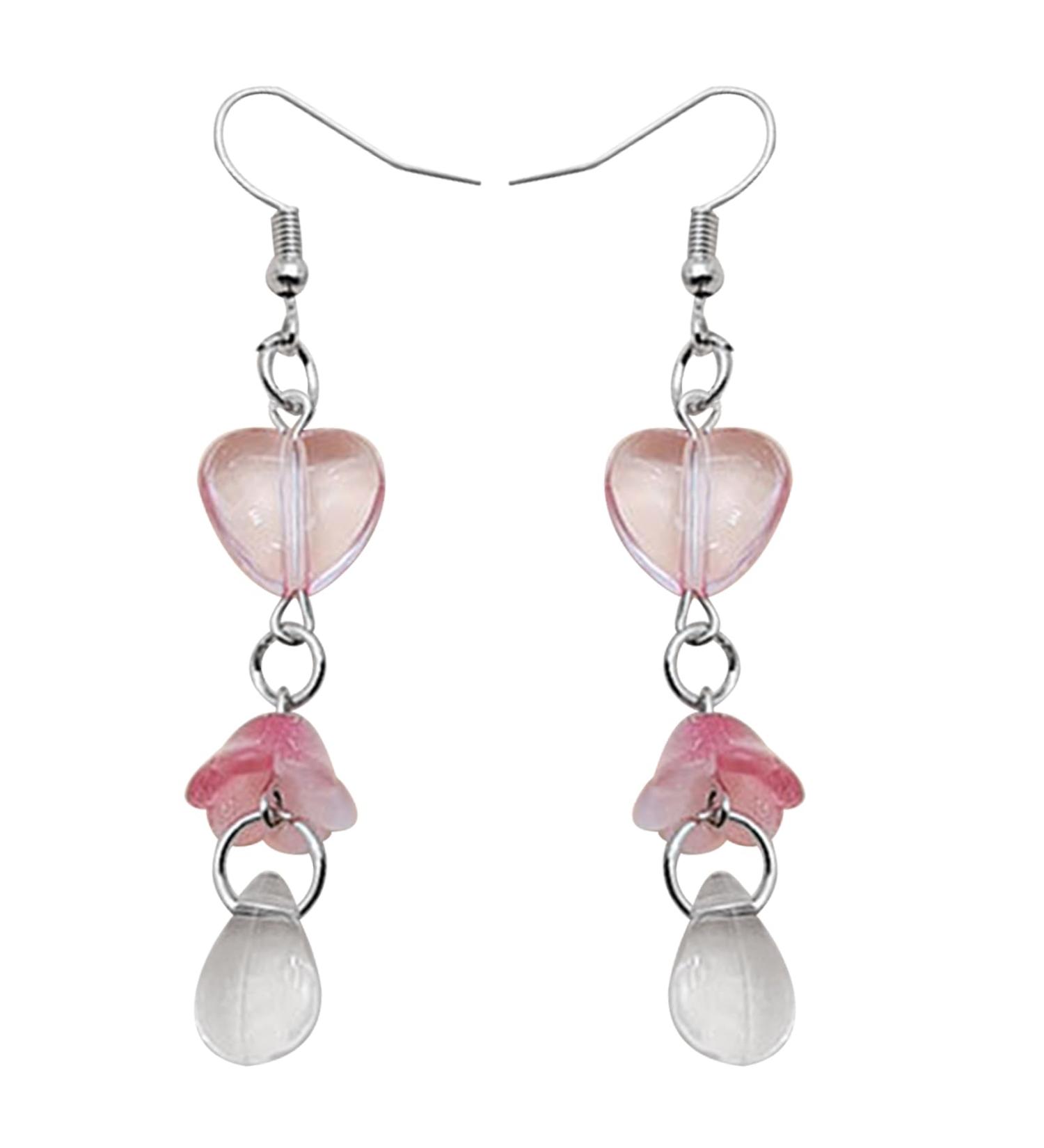 Shop Feylie Dangle Earrings - Clear Glaze Flower Heart Water Drops Jewelry for Women & Girls - Buy Online on GoSupps.com