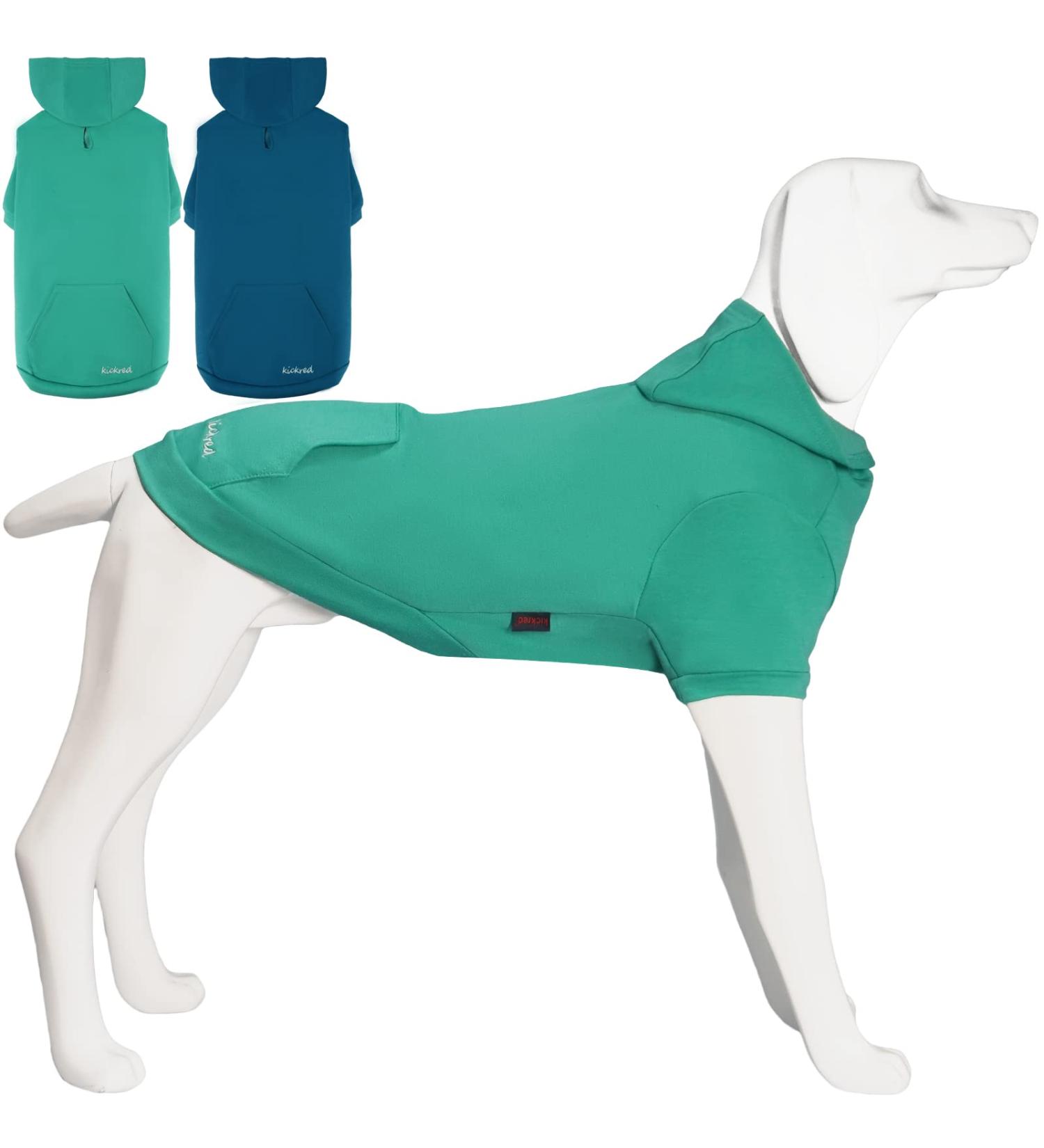 Kickred Cotton Dog Hoodie Sweater - 2XL Turquoise & Dark Blue - Pet Clothes for Small to Large Dogs - Buy Online on GoSupps.com
