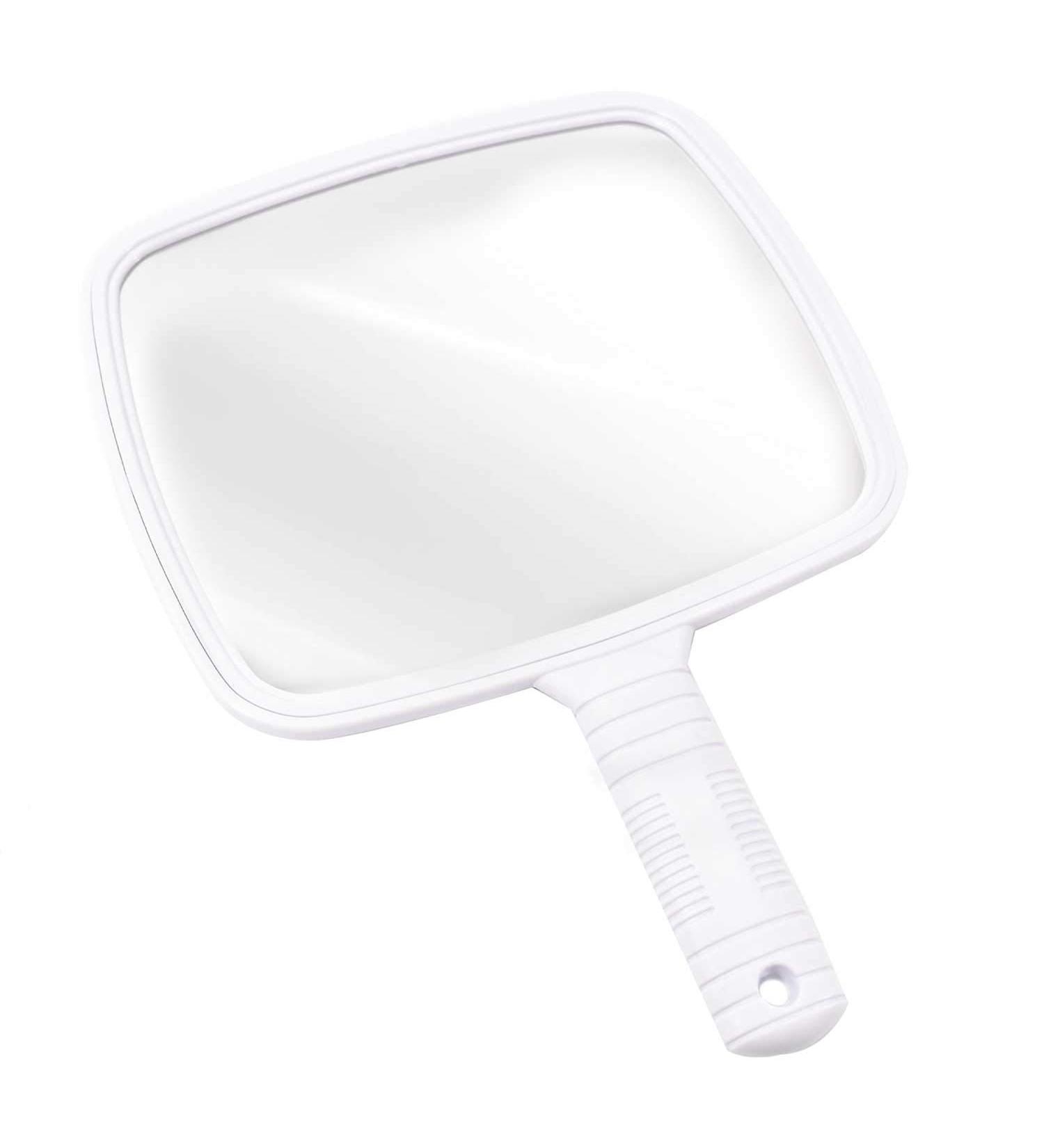 TRIXES Professional Hand Mirror for Hairdressing and Beauty - White Wide Angle 20 x 17.5cm - Buy Online on GoSupps.com