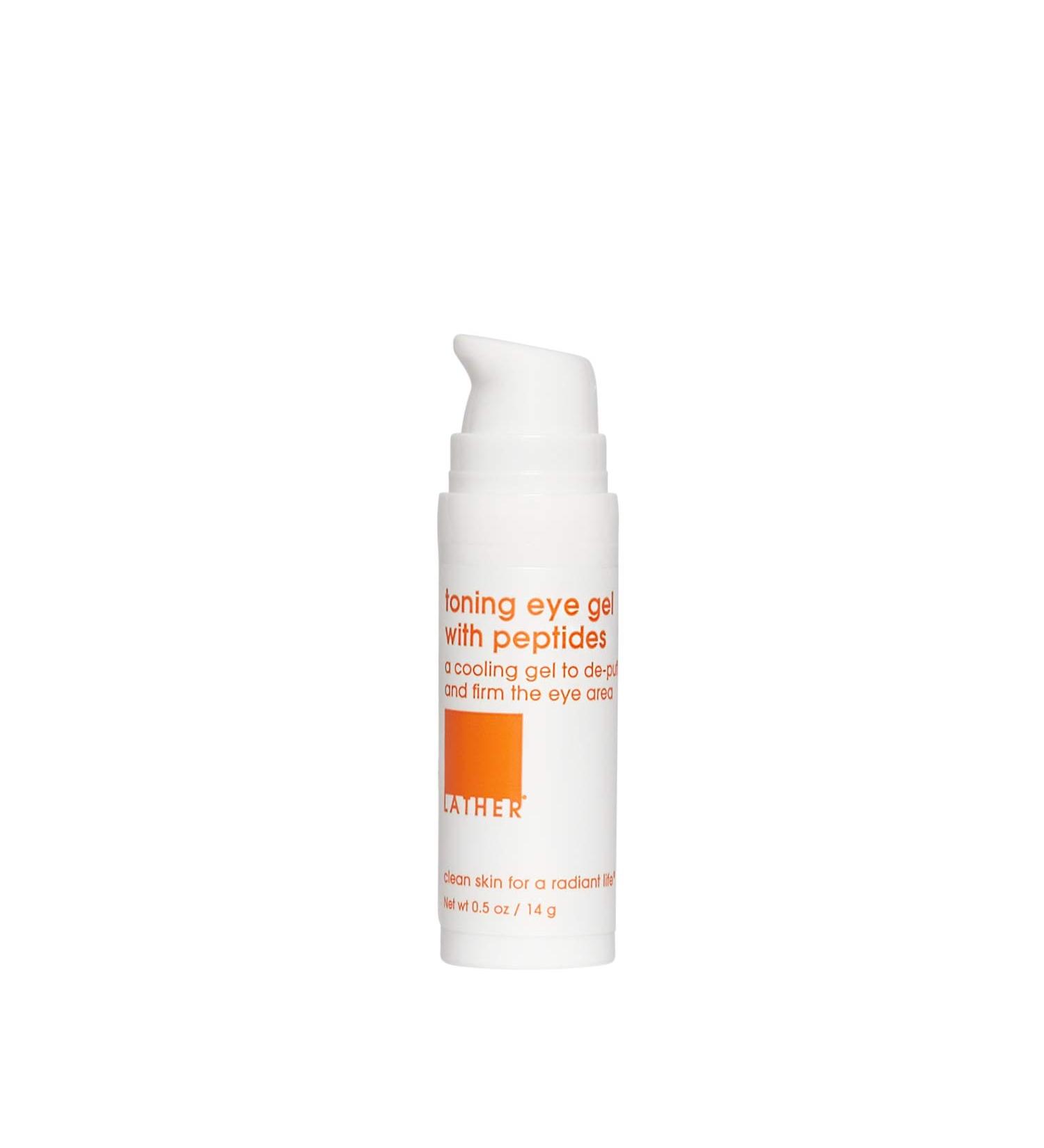 LATHER Toning Eye Gel with Peptides | 0.5 Fl Oz | Treatment for Puffy Eyes, Under Eye Bags, Dark Circles & Crow's Feet | Eye Care Products for Skin Care & Self Care - Buy Online on GoSupps.com