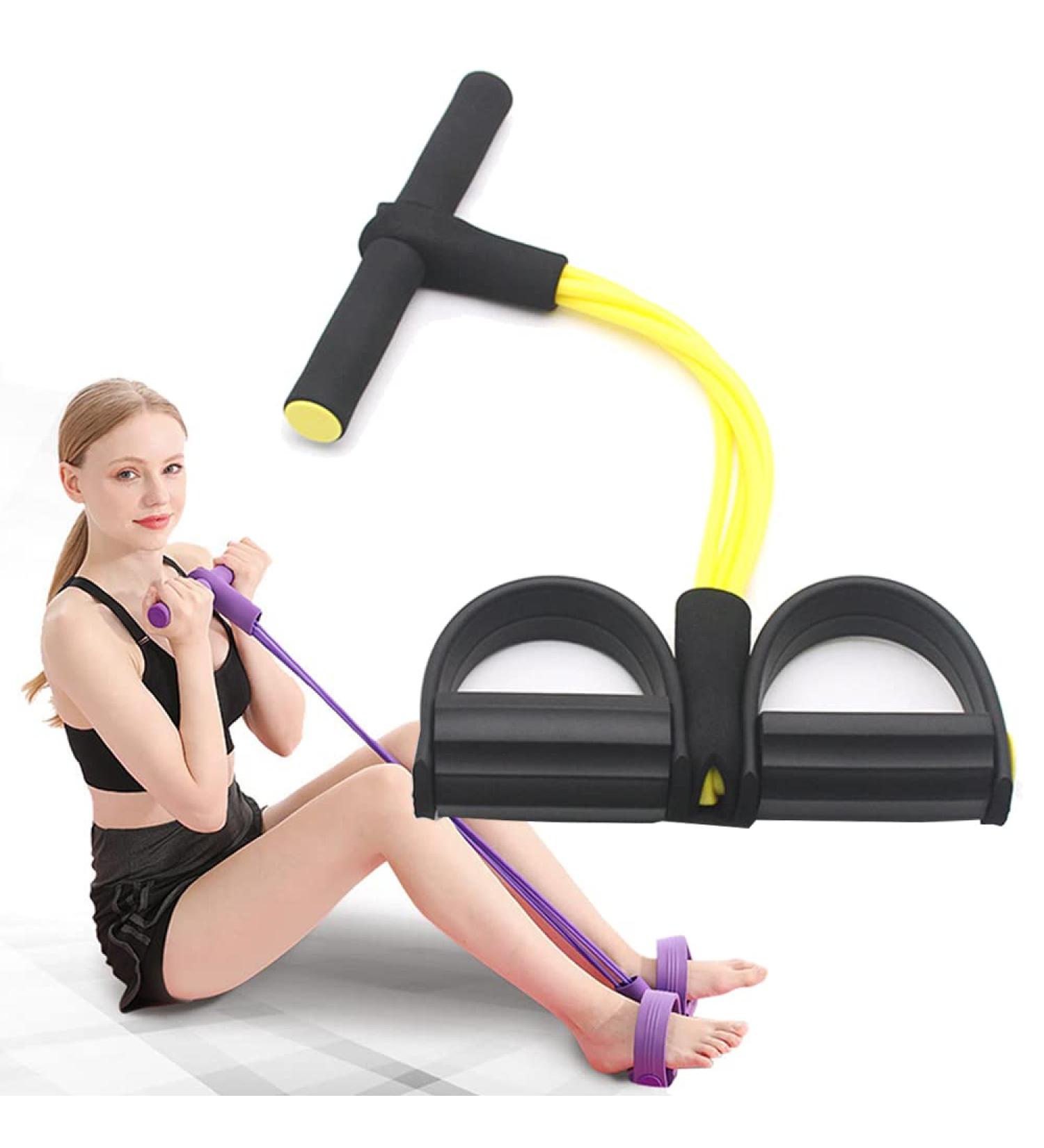 Buy 21 Fitness Resistance Bands - 4 Tube Pedal Ankle Puller for Yoga & Leg Training - Elastic Exercise Bands with Handles - Perfect for Home Workouts - Buy Online on GoSupps.com