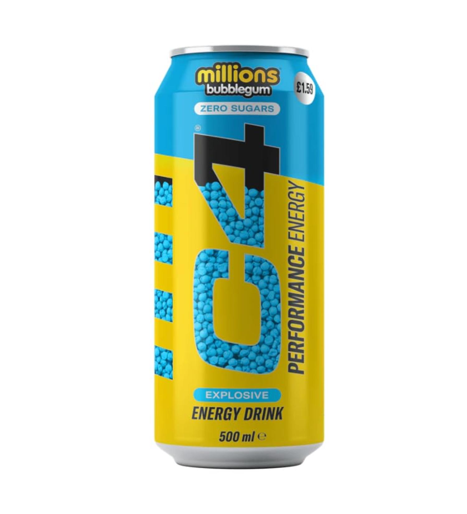 C4 Performance Millions BUBBLEGUM Zero Sugar Energy Drink 12 x 500ml Cans