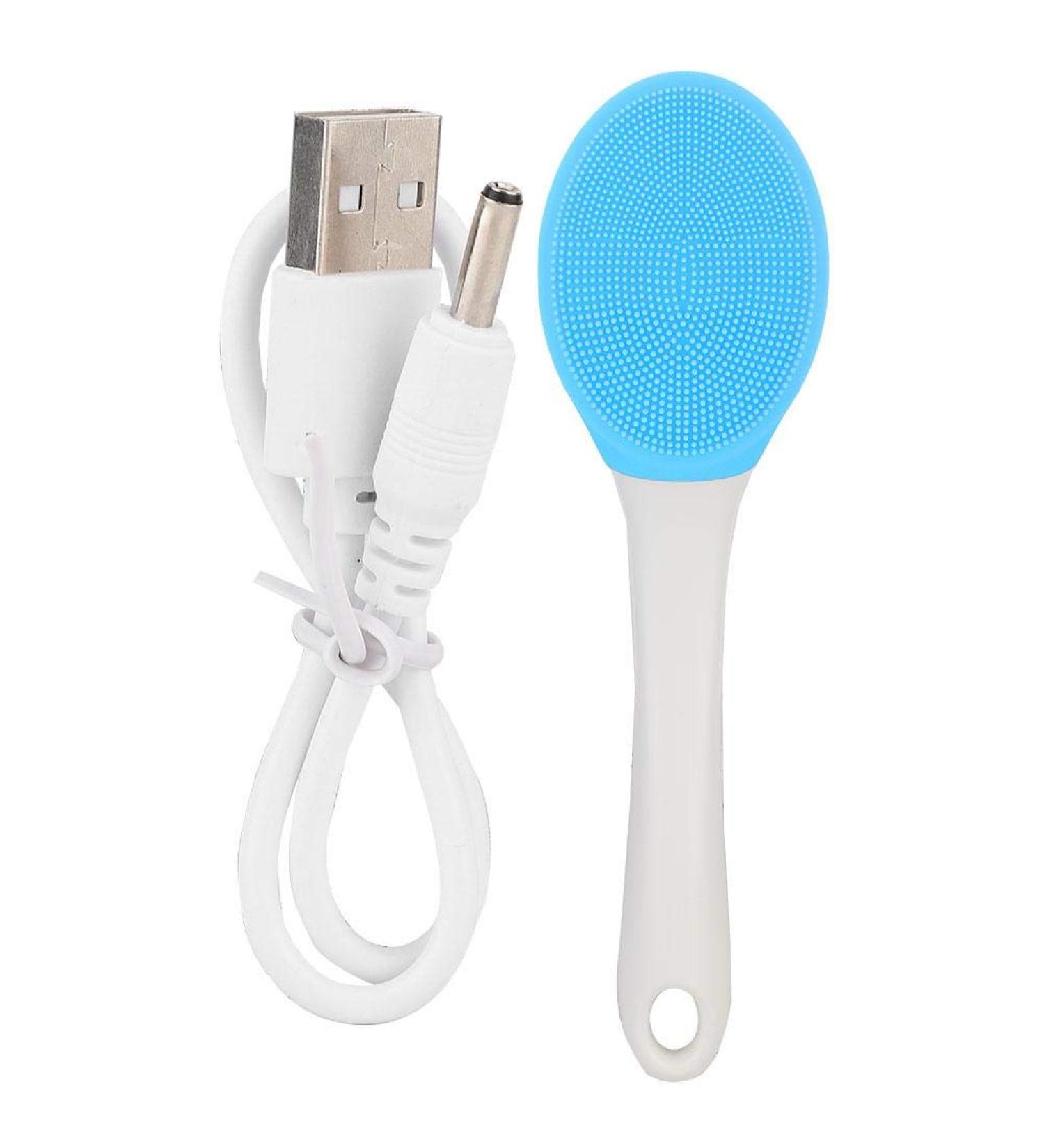 Qkiss Electric Silicone Body Brush - Long Handle Shower Wash Massager (Blue) - Best for Exfoliation & Relaxation | International Shipping - Buy Online on GoSupps.com