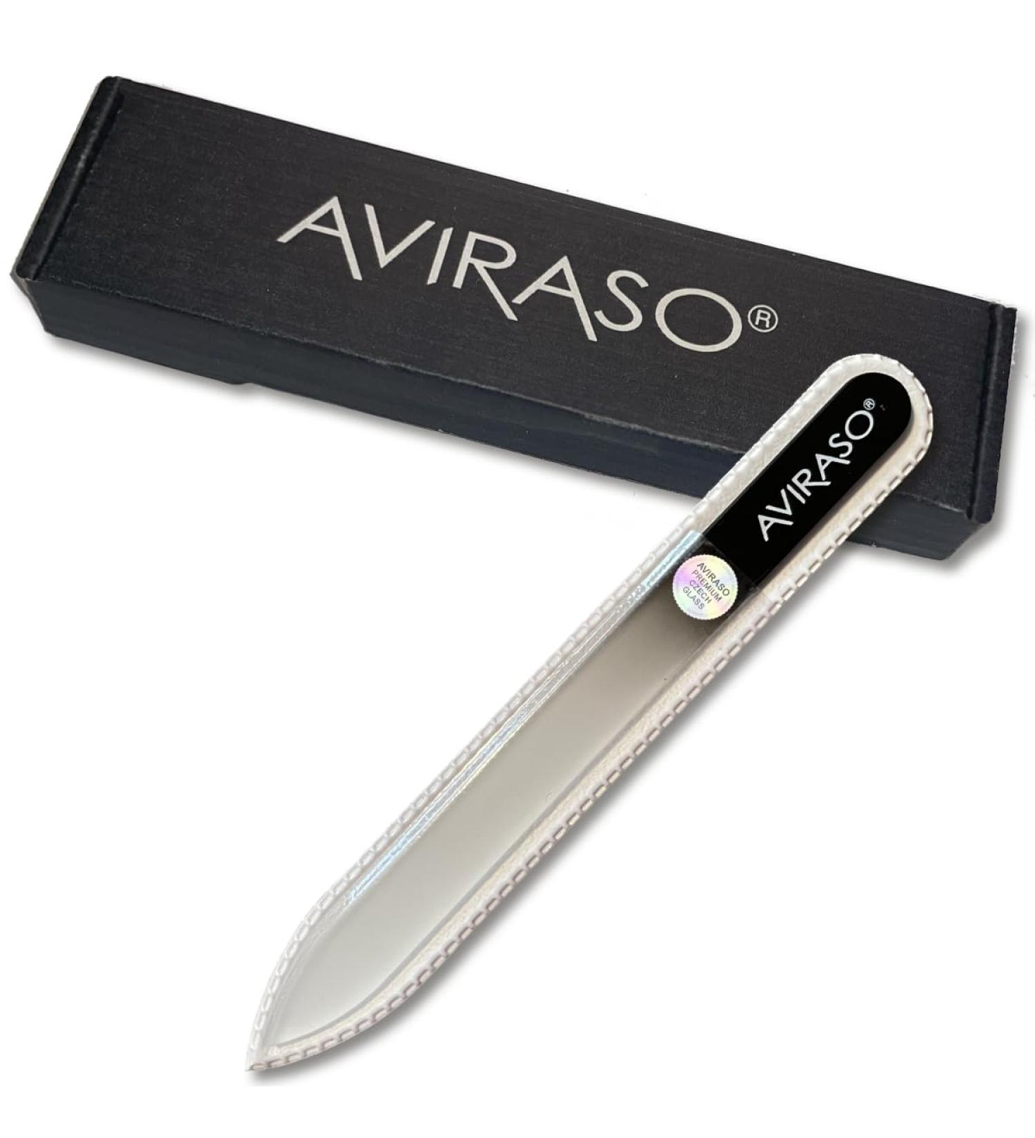 AVIRASO Original Premium Bohemia Crystal Glass Nail File on Both Sides with Protective Cover for All Nails - 14 cm - Manicure - Gentle Precision Files - Glass File Smooths and Protects Nails (Black) - Buy Online on GoSupps.com