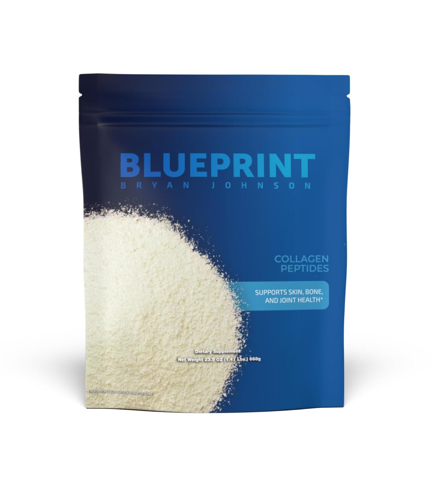 Blueprint Bryan Johnson Hydrolyzed Collagen Peptides Powder Type I II & III Collagen for Women & Men Unflavored Protein Supplement for Hair Skin Nails Joints & Cartilage 20g 30 Servings - Buy Online on GoSupps.com