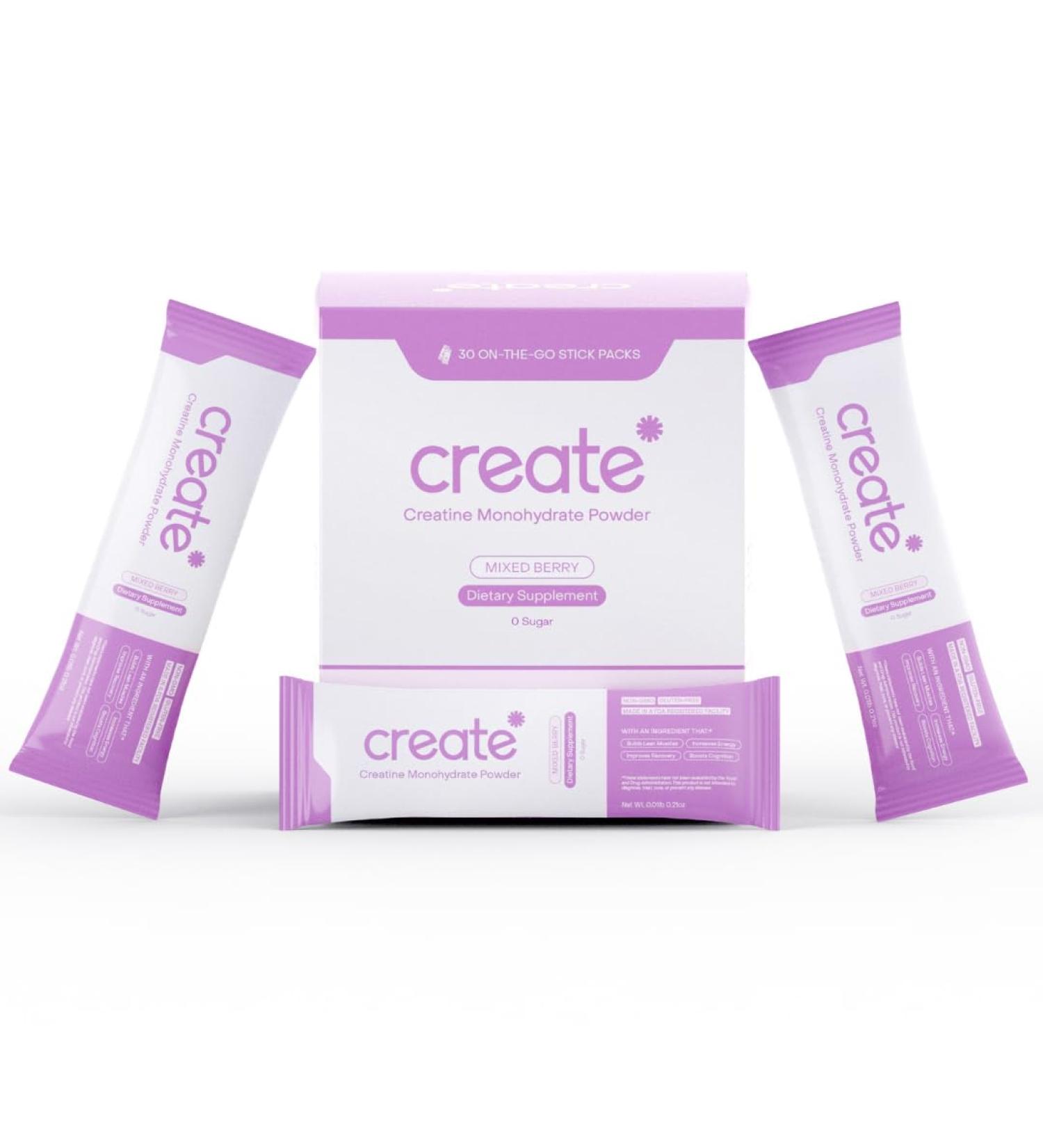 Create Single Serve Creatine Monohydrate Powder 5g Creapure Creatine | Redefining Strength, Energy & Recovery | Sugar-Free, Vegan, Non-GMO | Mixed Berry | 30 Portable Packets Mixed Berry 6.3 Ounce (Pack of 1) - Buy Online on GoSupps.com