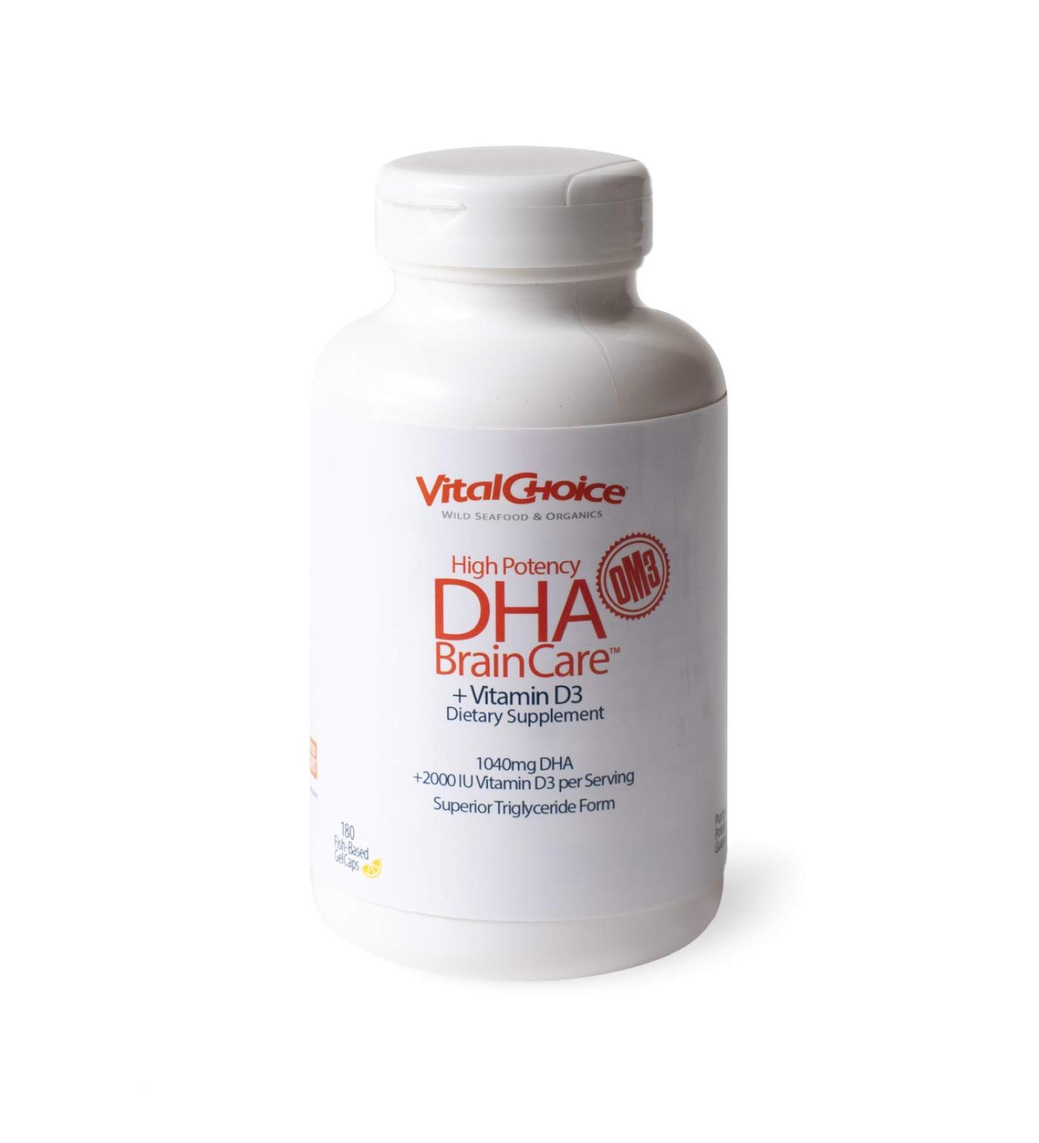 Vital Choice High DHA BrainCare with Vitamin D 850mg Soft Gels 180 Count - Pack of 1 - Buy Online on GoSupps.com