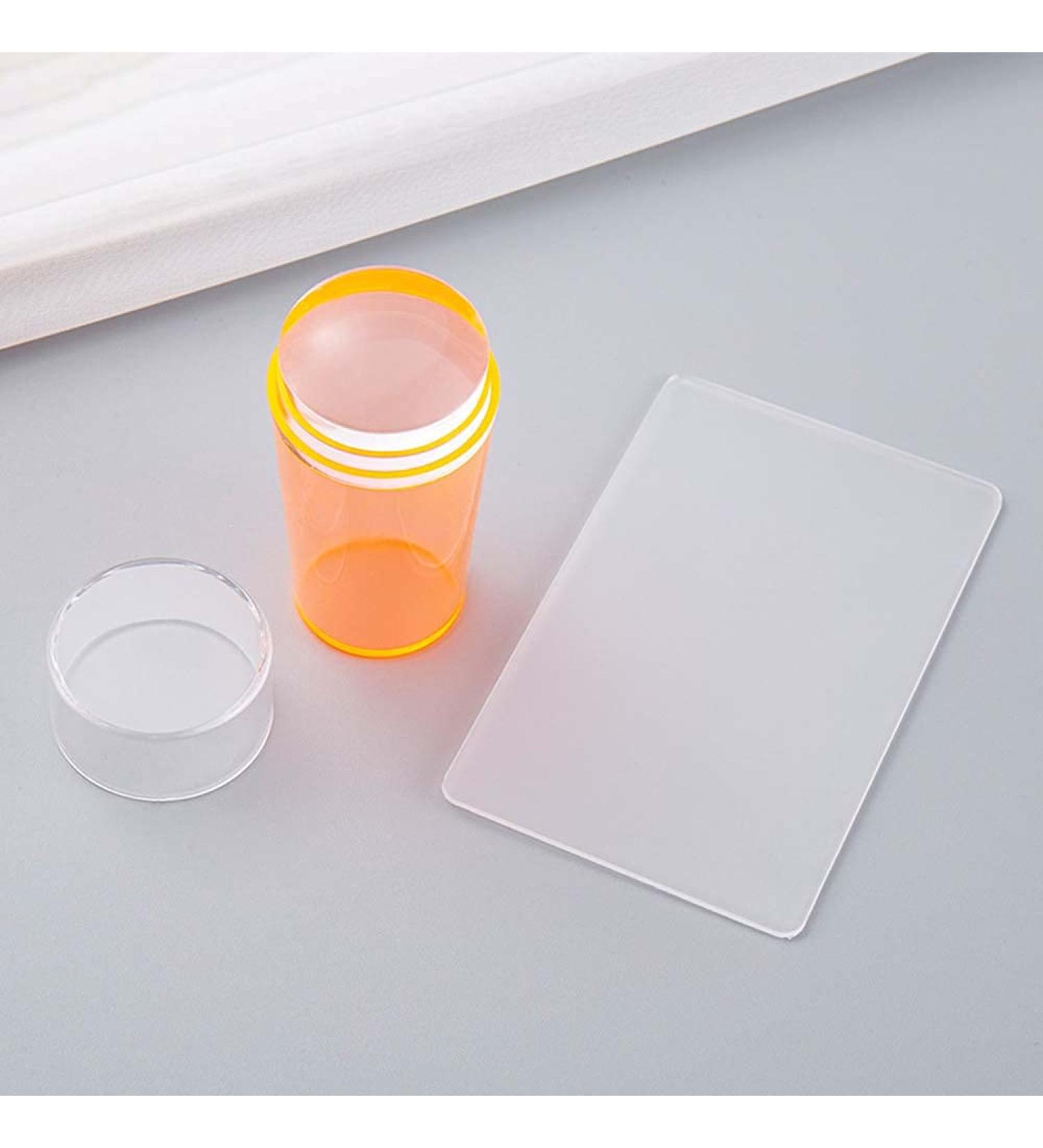 Tebx Nail Stamp Set - 1 Nail Stamp & Scraper Transparent Silicone Plate DIY Design Silicone Print Head (Orange) - International Shipping Available - Buy Online on GoSupps.com