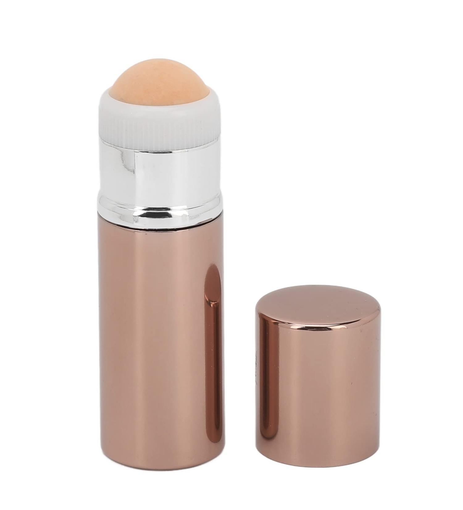 Double Headed Foundation Brush & Volcanic Stone Oil Control Roller - 2 in 1 Facial Oil Absorbing Tool for Face & Neck (Coffee) - Shop Internationally - Buy Online on GoSupps.com