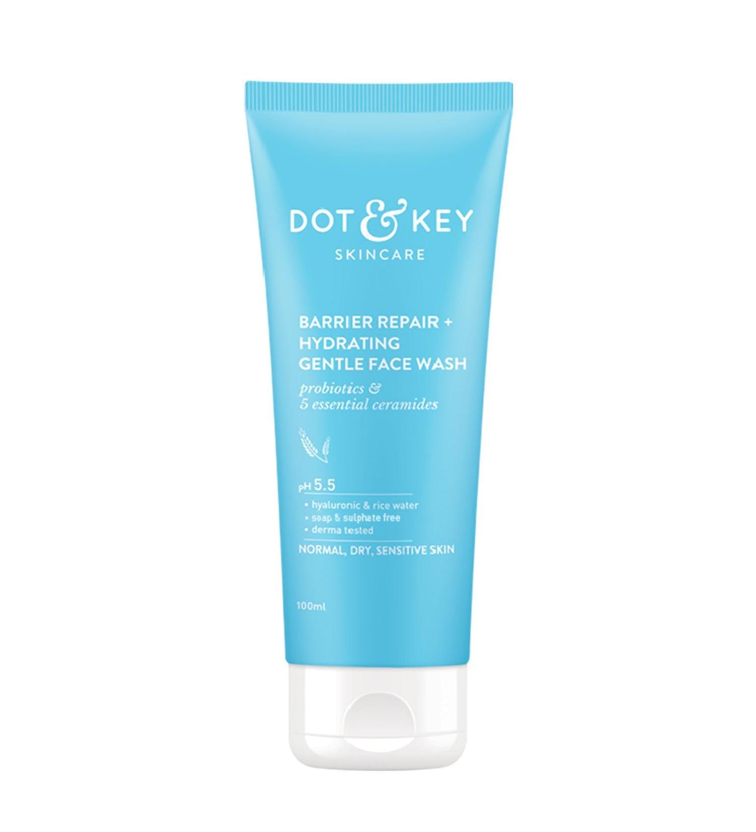 DOT & KEY Barrier Repair Hydrating Face Wash - Probiotic & Ceramide Formula for Dry Normal & Sensitive Skin | Gentle Cleansing | 100ml - Buy Online on GoSupps.com