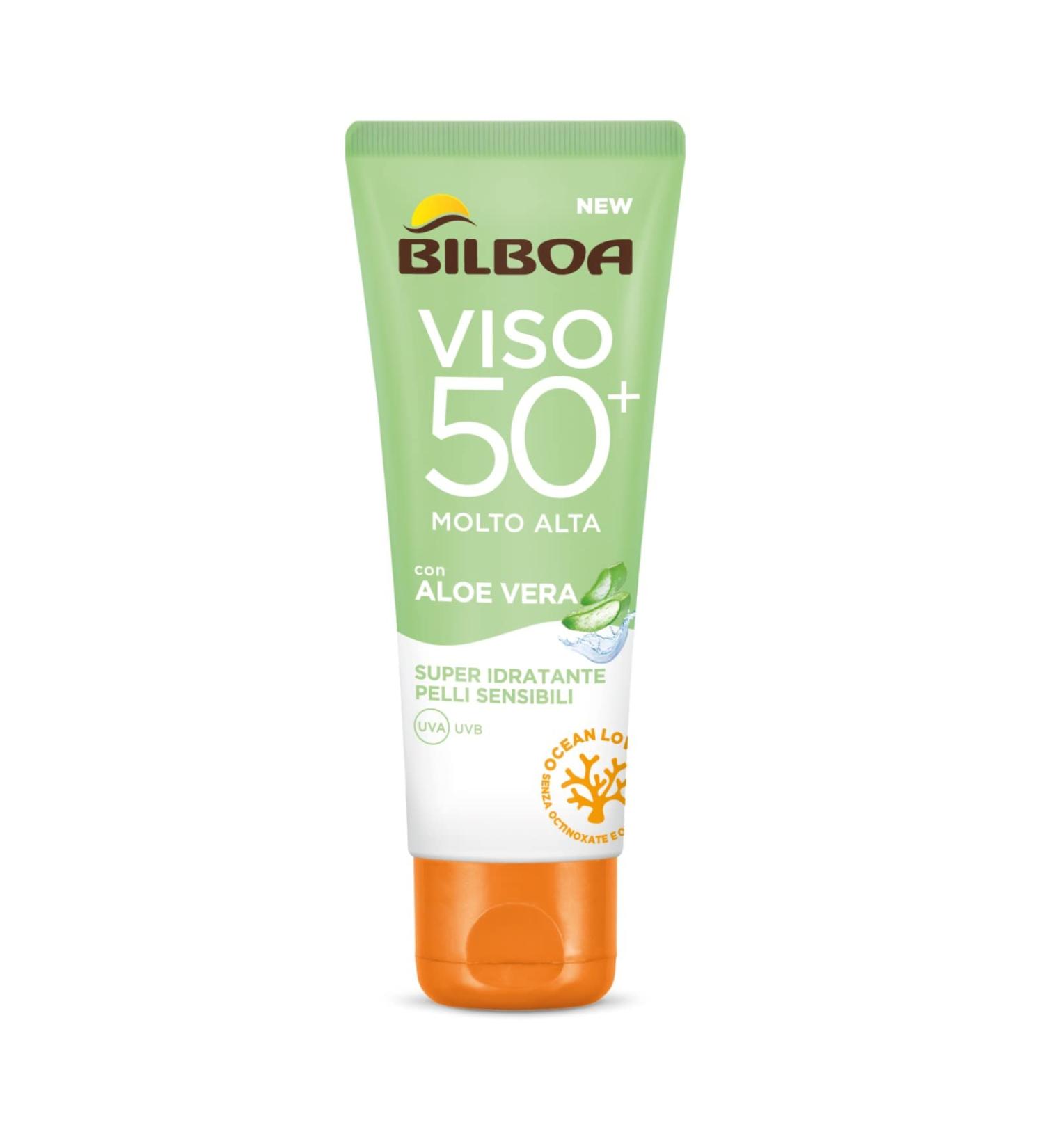  Bilboa Bilboa Aloe Sensitive Face Sunscreen SPF 50+ High SPF Sunscreen for Sensitive Skin Formula with Aloe Vera Protects and Moisturizes Sensitive Skin Alcohol-Free Water Resistant 50 ml - Buy Online on GoSupps.com