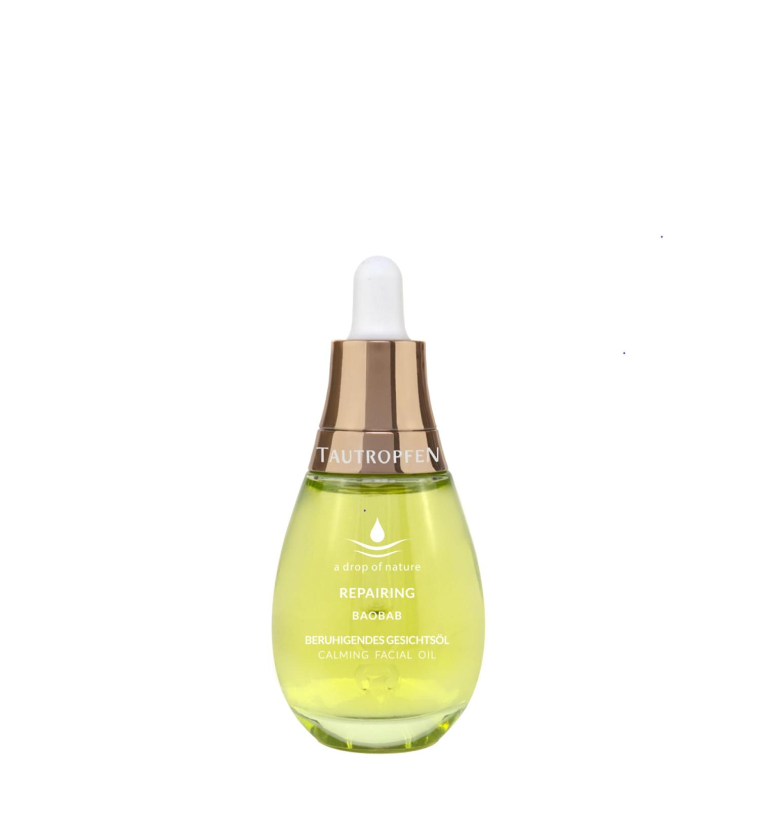 TAUTROPFEN Natural Cosmetics - Facial Repair Oil (5ml) - Soothing Oil for All Skin Types - With Baobab Oil Blackcurrant Seed Oil and Bisabolol - Penetrates
