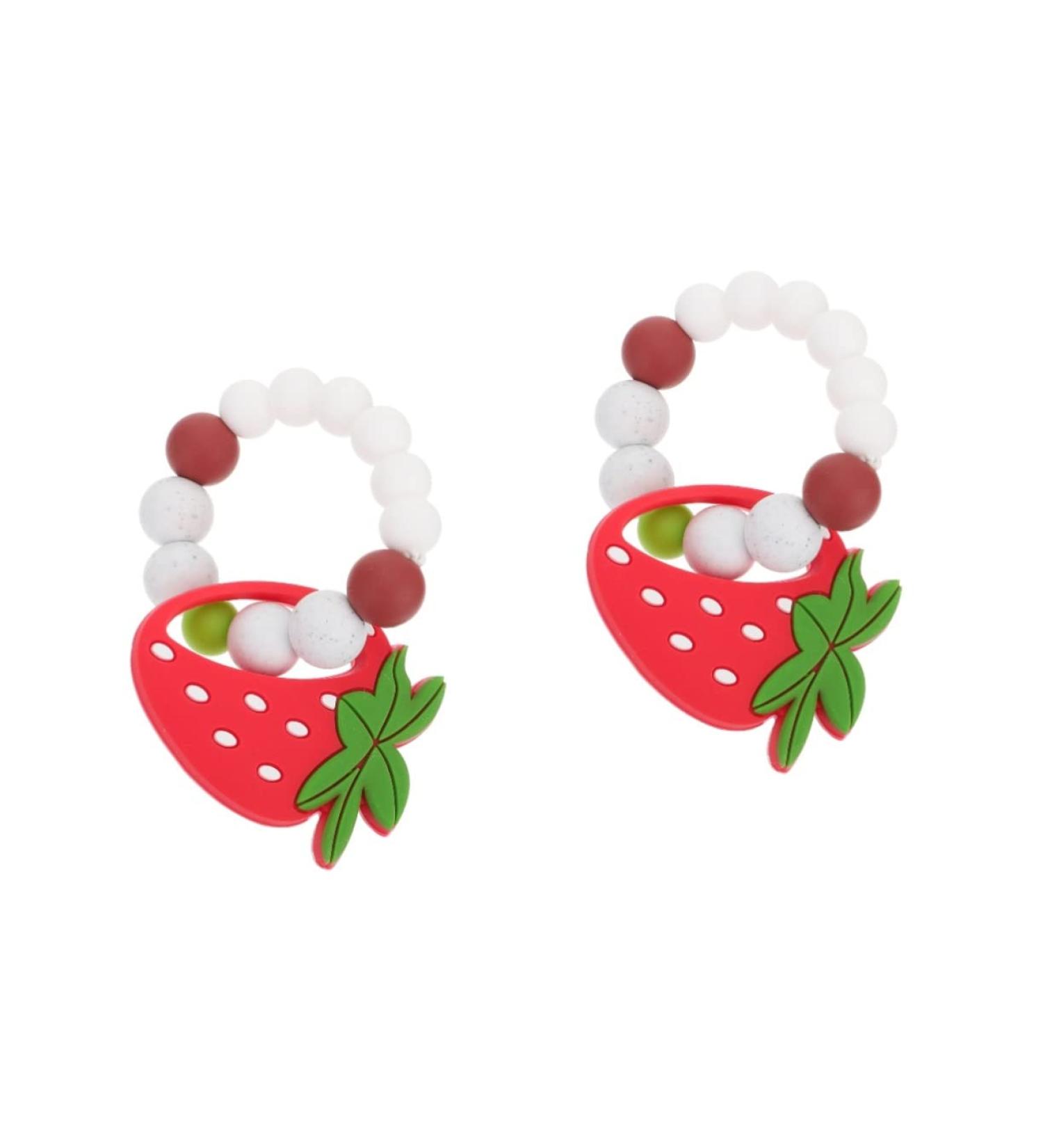 KESYOO 2 Pcs Baby Silicone Slap Bracelet Set - Baby Cartoon Toy Molar Bracelet - Strawberry & Fruit Molar Toy - Chewable & Colorful - Redx2pcs - Buy Online on GoSupps.com