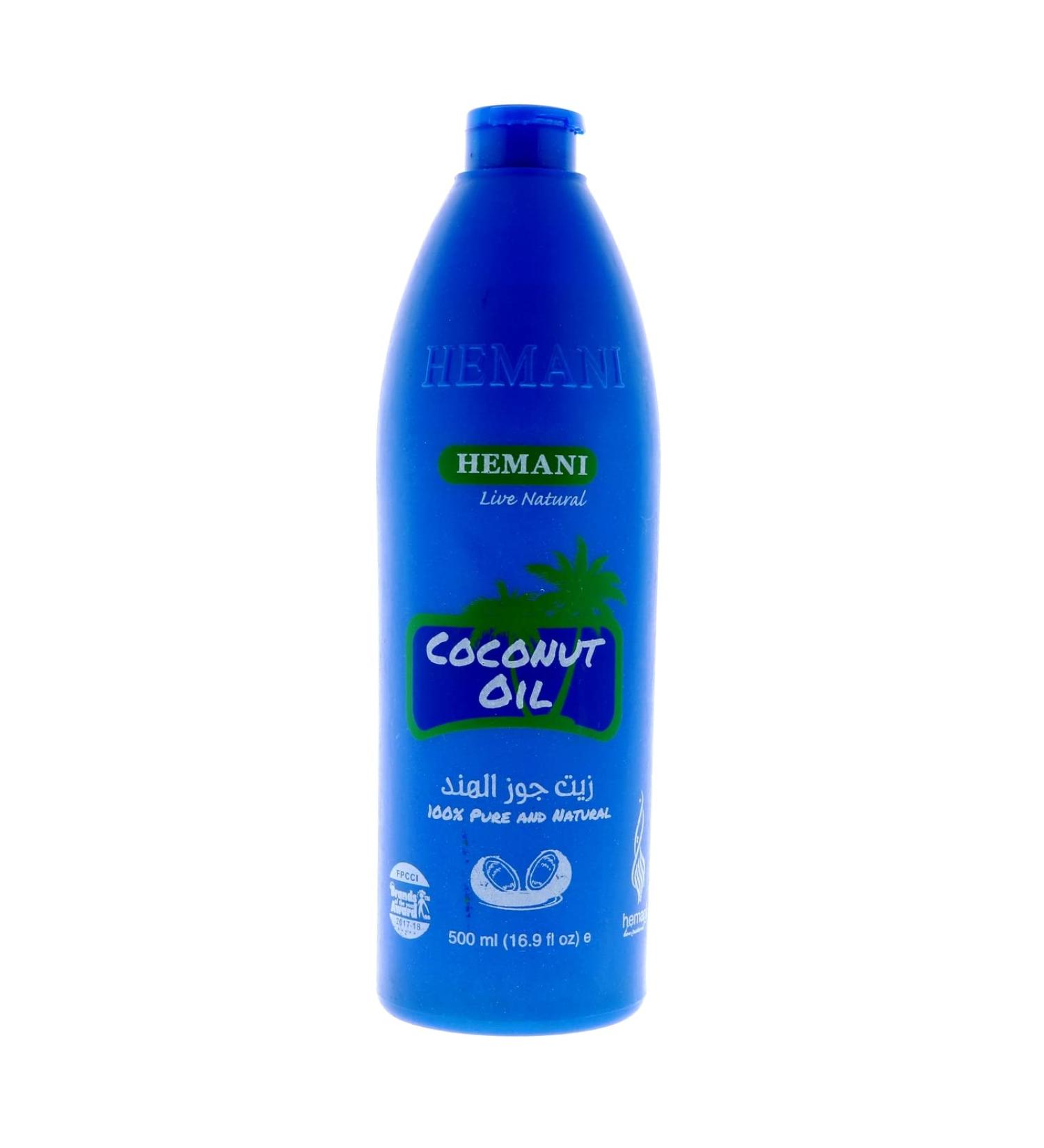 Hemani Coconut Oil 500mL | 100% Pure & Natural | Cold Pressed | Ideal for Cooking Hair & Skin Care | Premium Quality Aceite de Coco - Buy Online on GoSupps.com