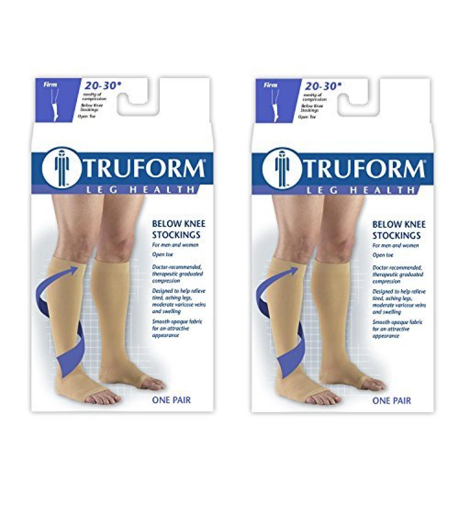 Truform Compression Knee High Stockings 20-30 mmHg Open Toe Beige - Medium Short 2 Count | International Shipping - Buy Online on GoSupps.com