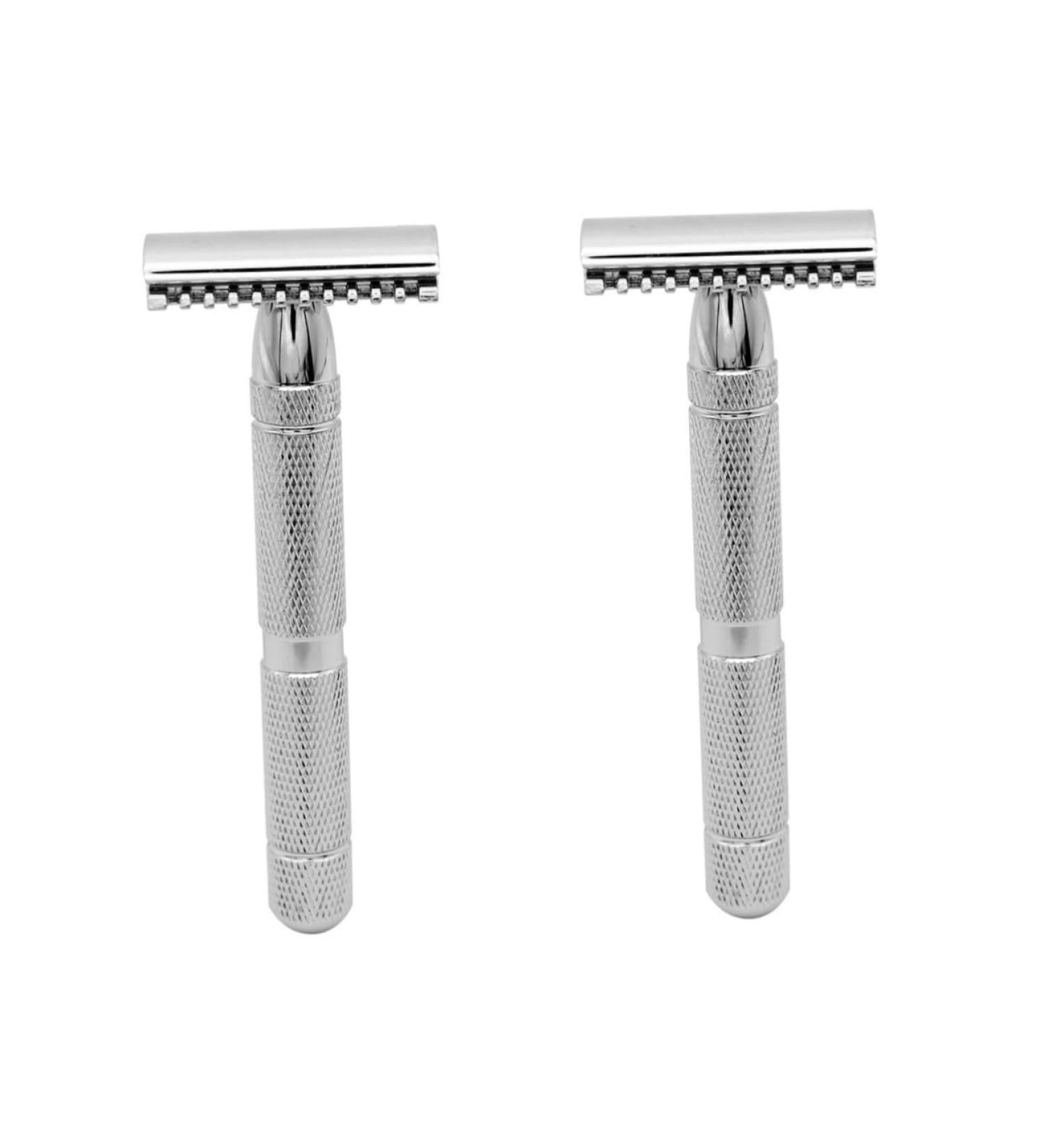 Minkissy 2-Stage Men's Razor Set - Dual Head Steel Shaver & Wooden Handle for Precise Shaving - Buy Online on GoSupps.com