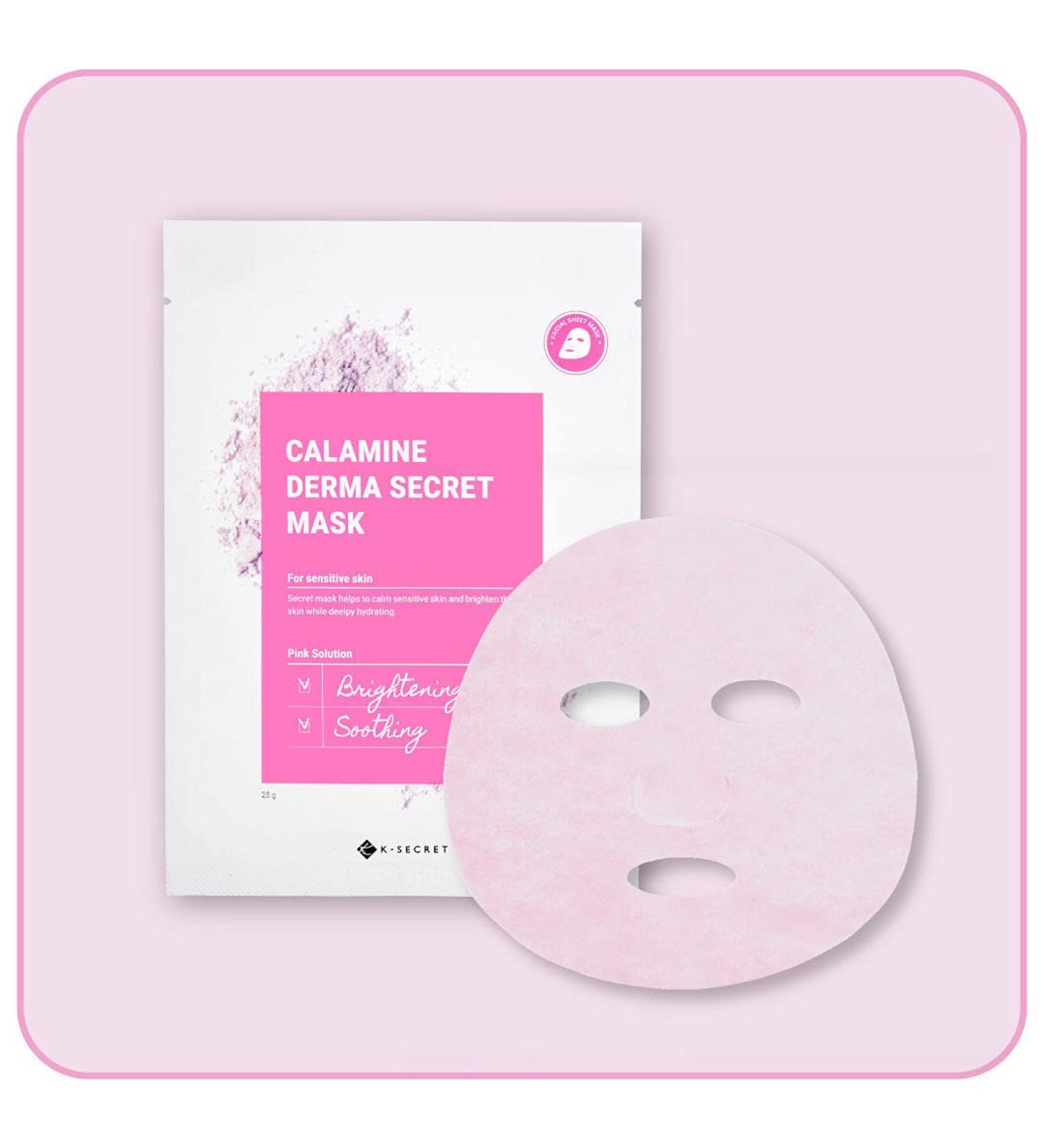 KSECRET Calamine Derma Secret Mask - Hydrating & Refreshing Korean Facial Sheet Masks (10 Sheets 25g each) | Best International Shipping - Buy Online on GoSupps.com