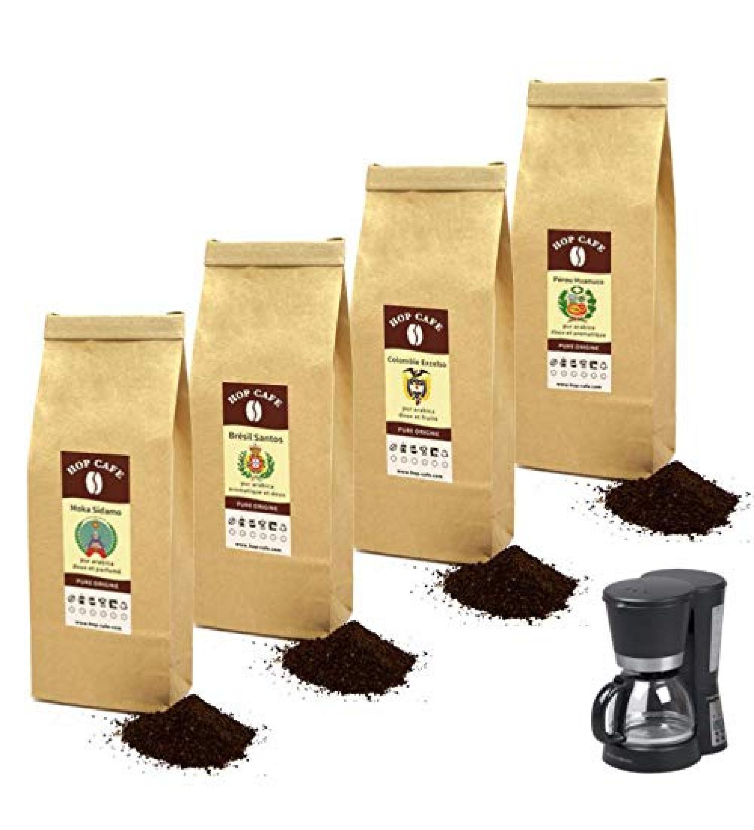 HOP CAFE Discovery Pack of Ground Mild Coffee for Filter Coffee Makers - 4 x 250g