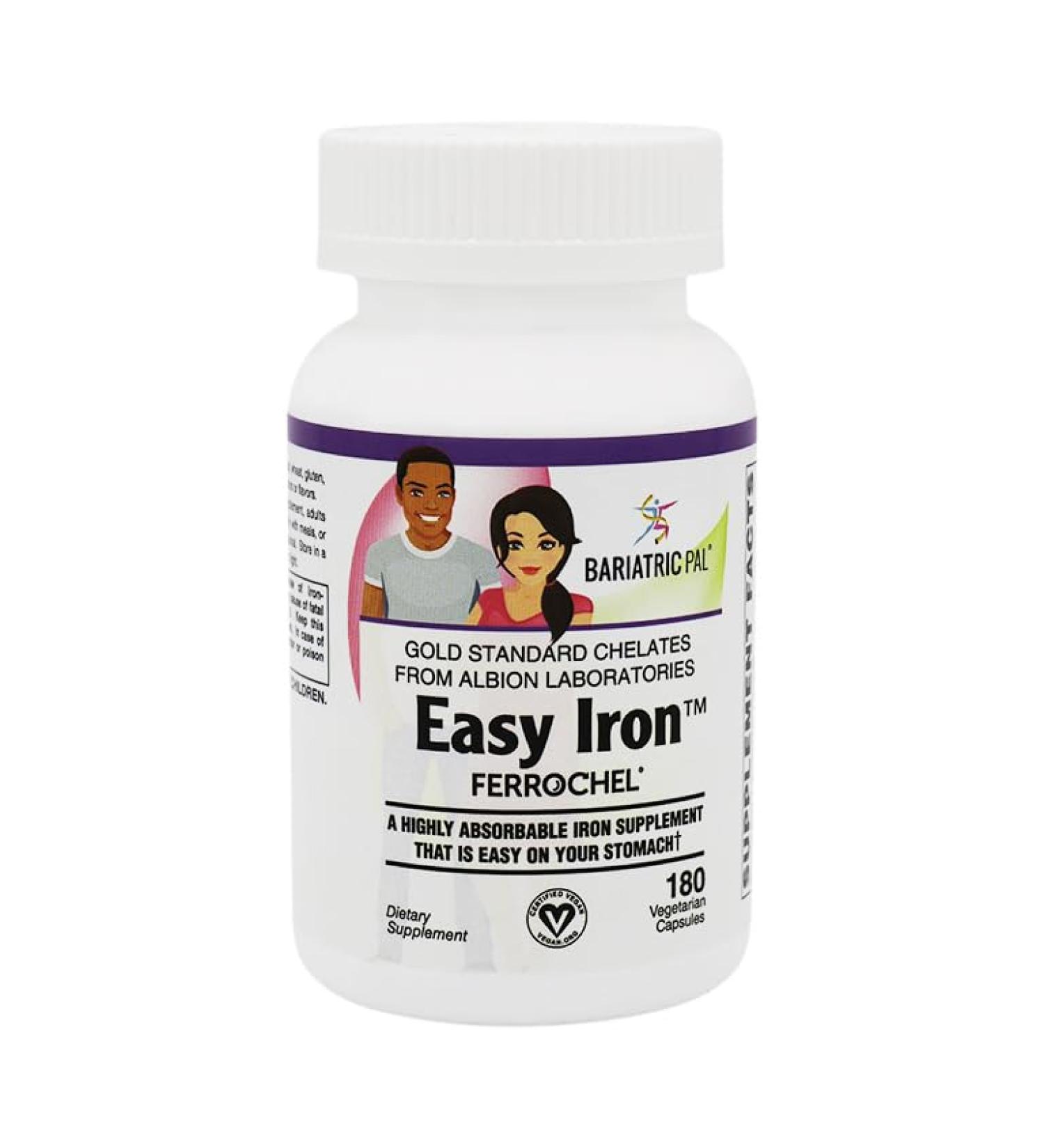 Easy Iron 25mg Capsules by BariatricPal - Highly Absorbable & Easy On Your Stomach! (180ct Bottle) 180 Count (Pack of 1) - Buy Online on GoSupps.com