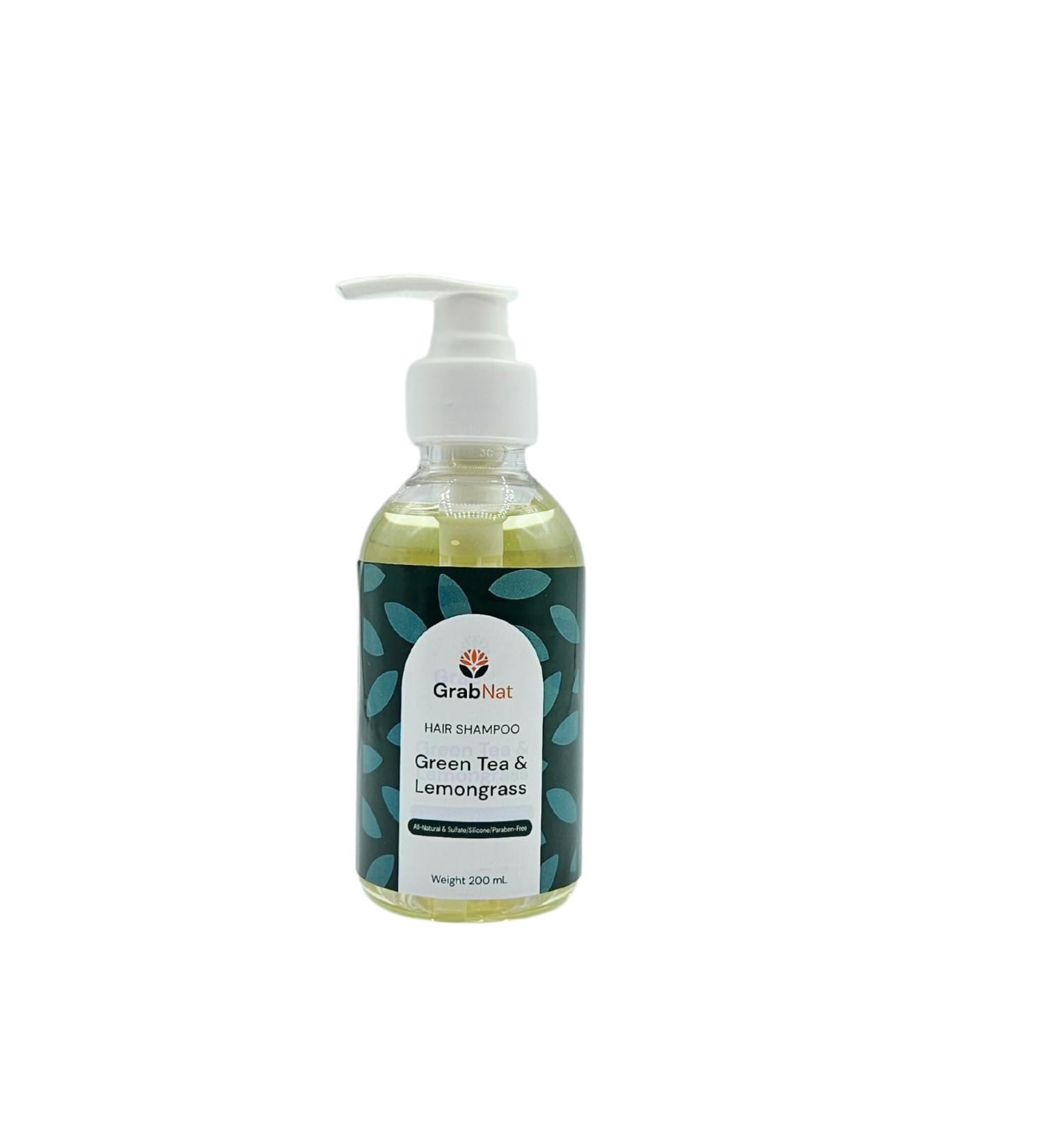 Nourishing Green Tea & Lemongrass Hair Shampoo - All-Natural Sulfate/Silicone/Paraben-Free - Purifies Scalp Leaves Hair Clean Fresh & Soft - 200mL - Buy Online on GoSupps.com