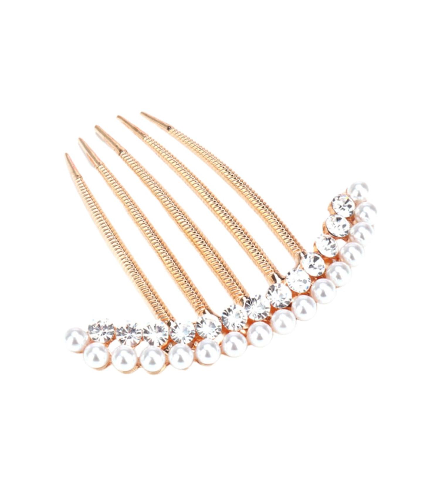 DOITOOL Gold Decor Headwear for Women Rhinestone Headpiece Crystal Decor Alloy Comb Wedding Decoration Bling Decor Pearl Side Comb Floral Decor Bridal Comb Barrette Headgear Hair Bride - Buy Online on GoSupps.com