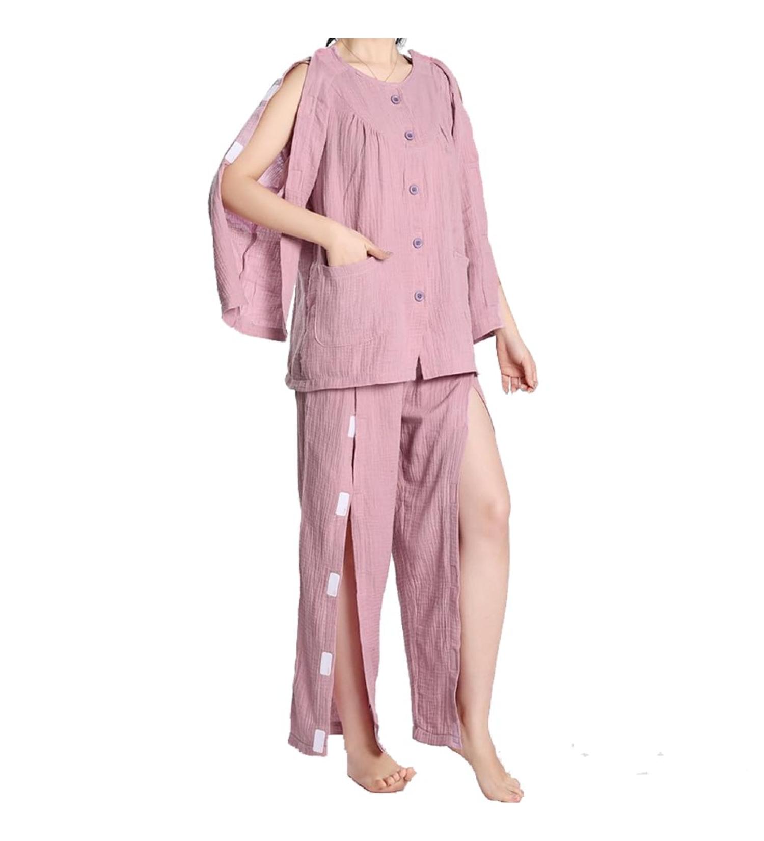 Shop Soft Cotton Tear Away Patient Clothing for Women | Post Surgery & Home Care | Medium Pink Bedridden Suit - Buy Online on GoSupps.com