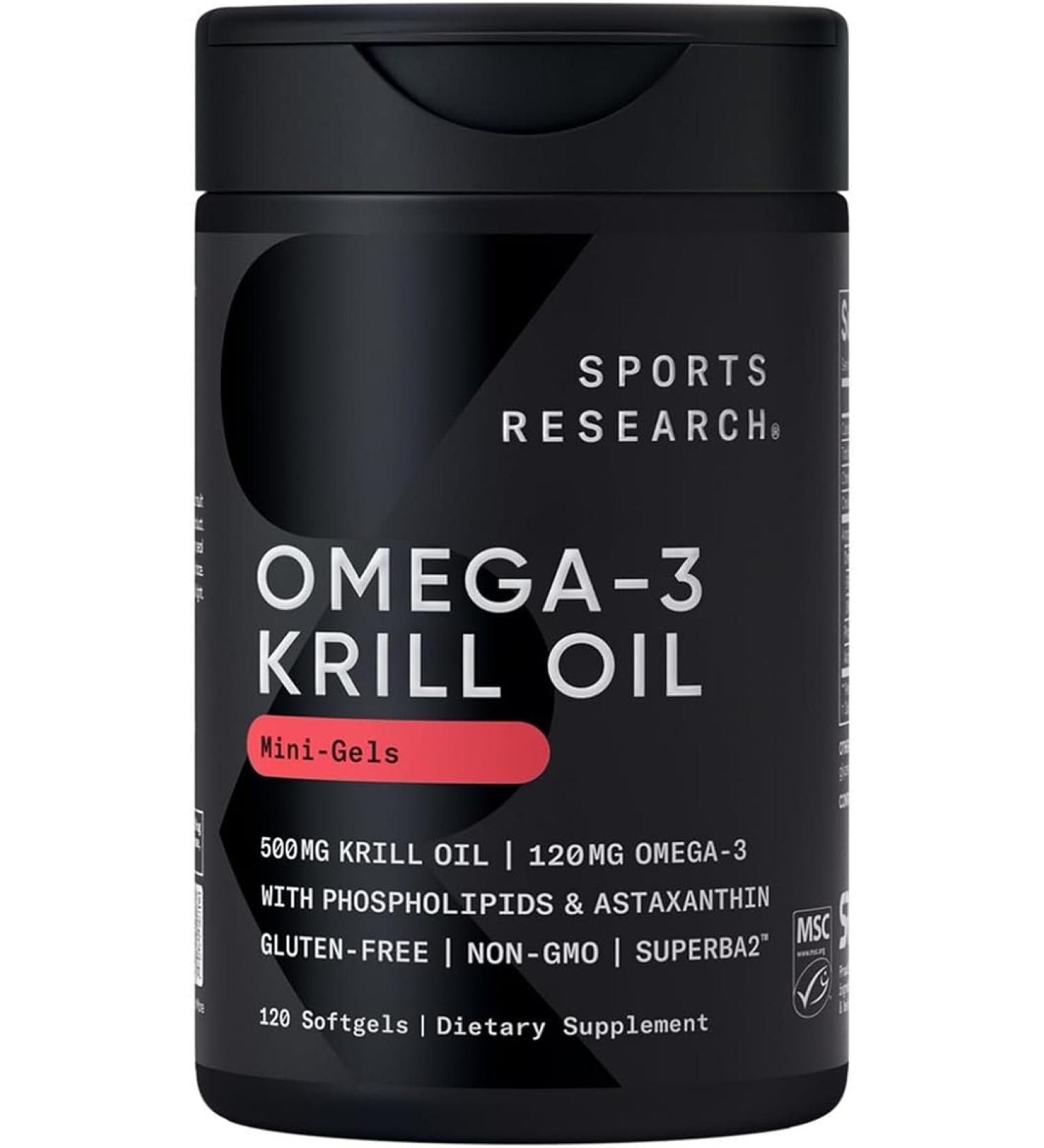 Buy Sports Research SUPERBA 2 Antarctic Krill Oil 500mg with Astaxanthin - 120 Softgels for Omega-3 Benefits - Buy Online on GoSupps.com