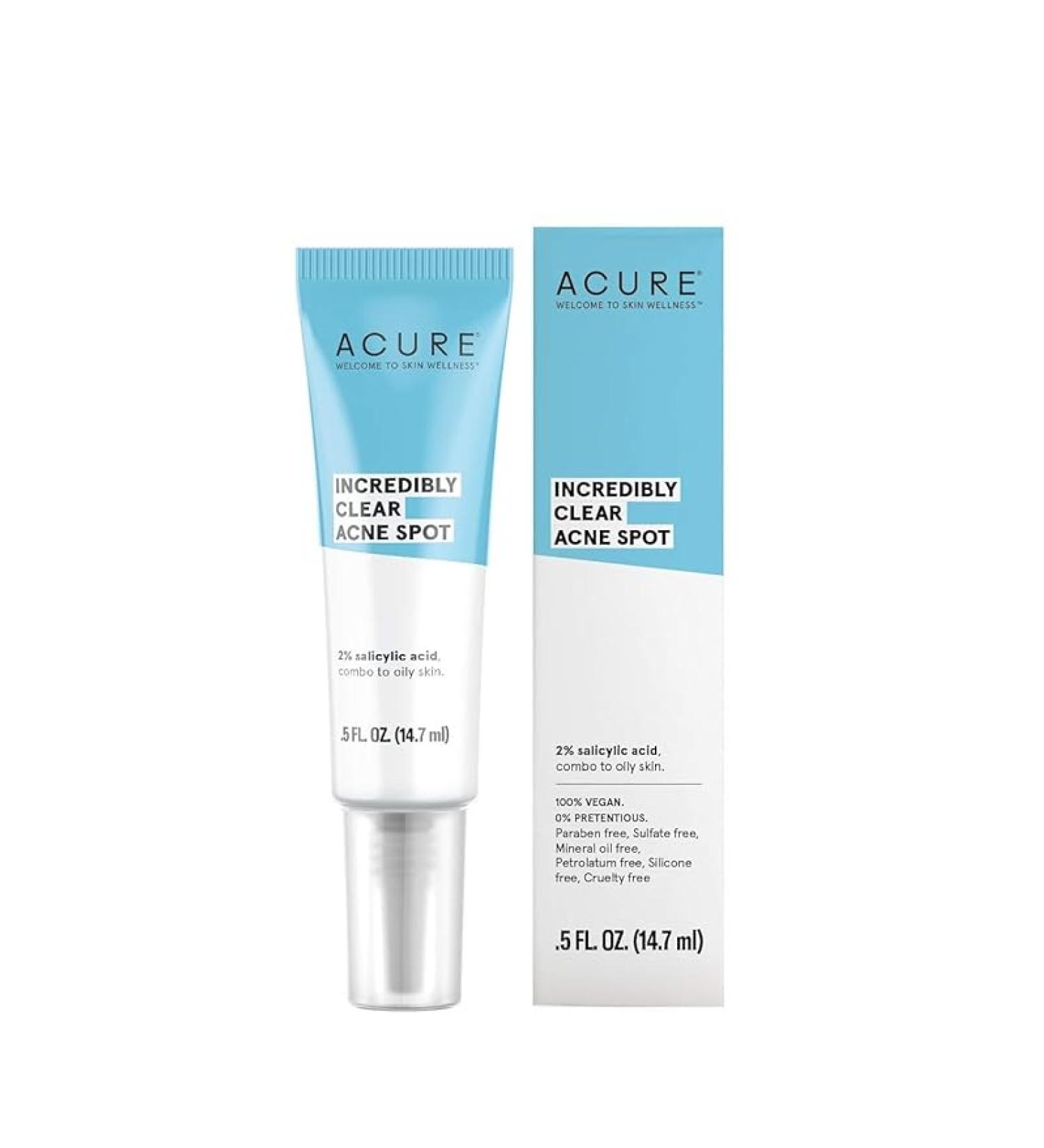 ACURE Incredibly Clear Acne Spot - Pimple Remover Treatment Cream with 2% Salicylic Acid - Target Blemishes & Stop Breakout - Reduce Redness  Draw Out Clog Pores - Combo for Oily Skin - Vegan - 0.5 Oz - Buy Online on GoSupps.com