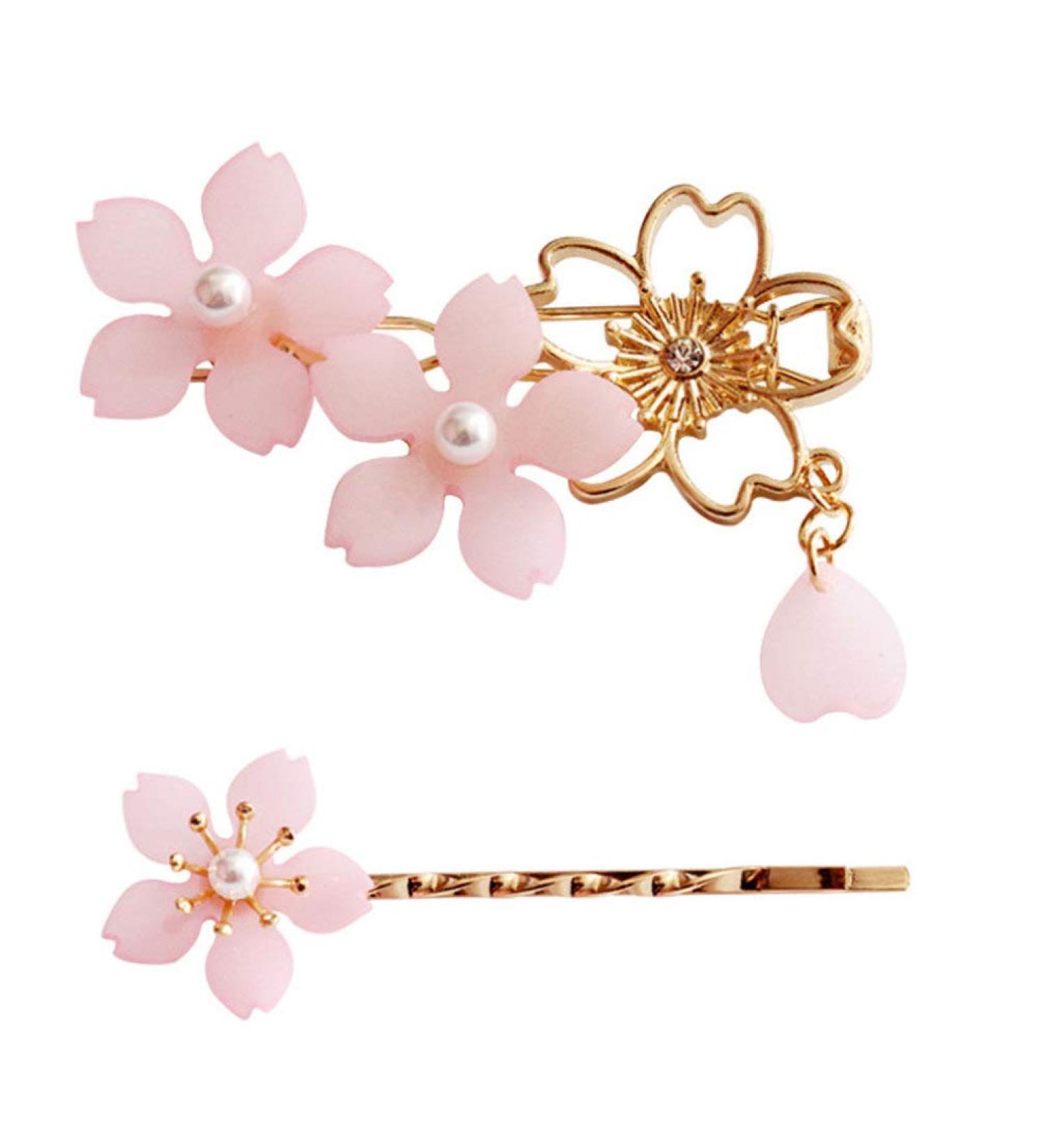 Solustre 2Pcs Cherry Blossom Hair Pins - Elegant Floral Bobby Pins for Weddings & Parties Ideal Hair Accessories & Gift for Women - Buy Online on GoSupps.com