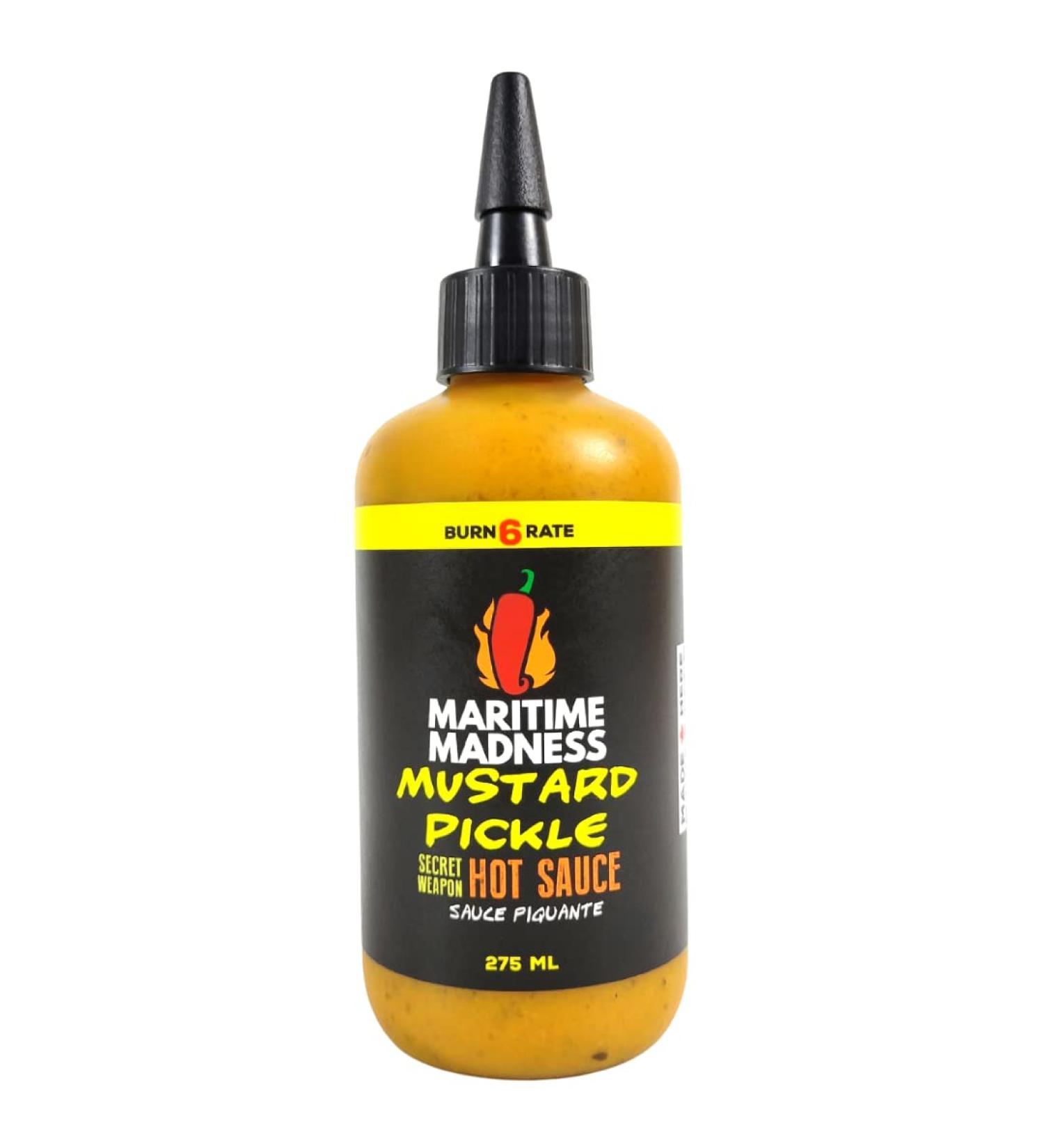 Mustard Pickle Hot Sauce Maritime Madness 275ml Squeeze Bottle Vegan Gluten Free Dairy Free Soy Free Onion/Garlic Free Keto Friendly Made in Canada - Buy Online on GoSupps.com