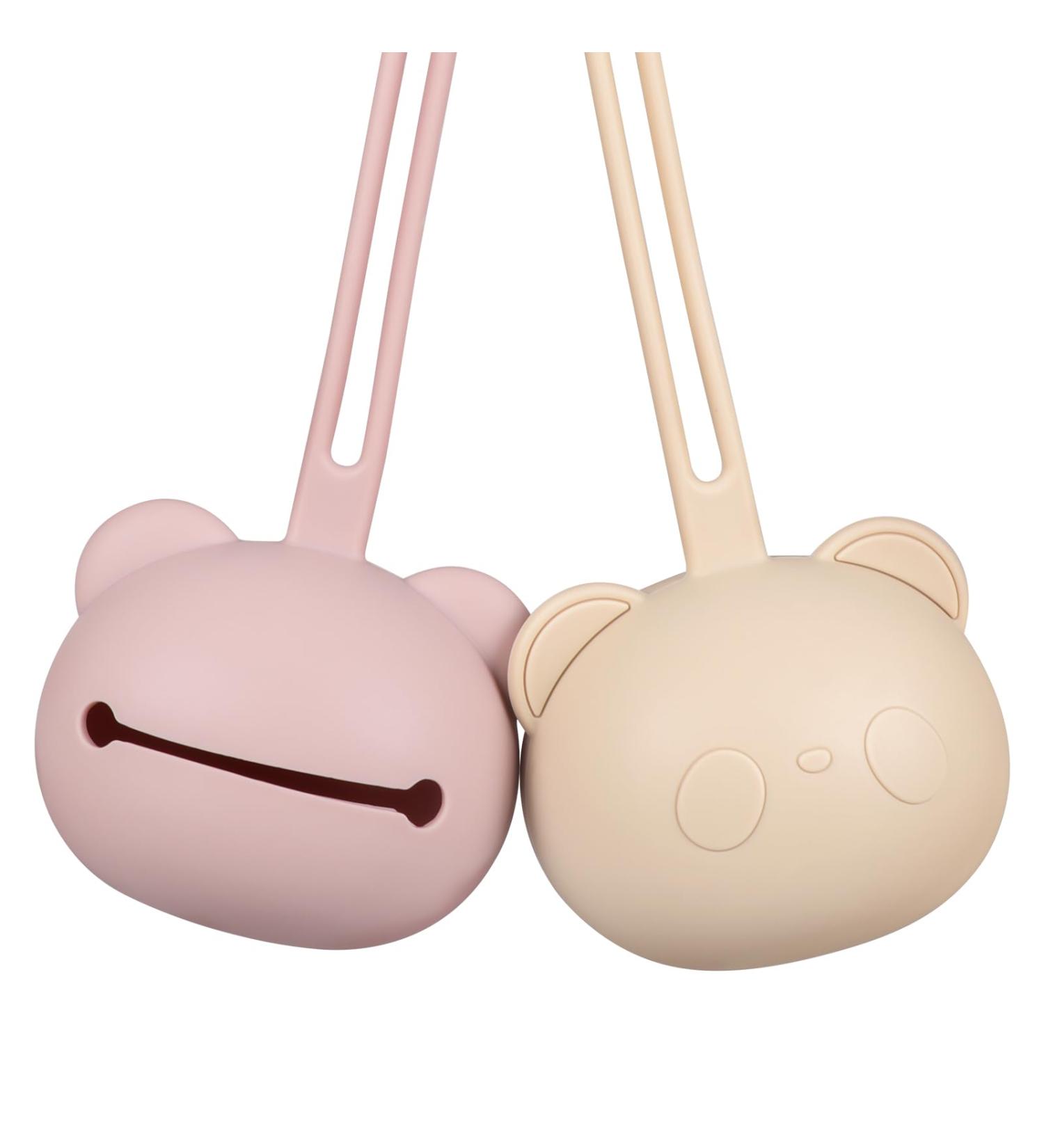 Airfish Silicone Pacifier Box 2 Pack - BPA-Free Baby Bear Travel Storage Case in Beige & Pink | Ideal Pacifier Holder for Girls - Buy Online on GoSupps.com