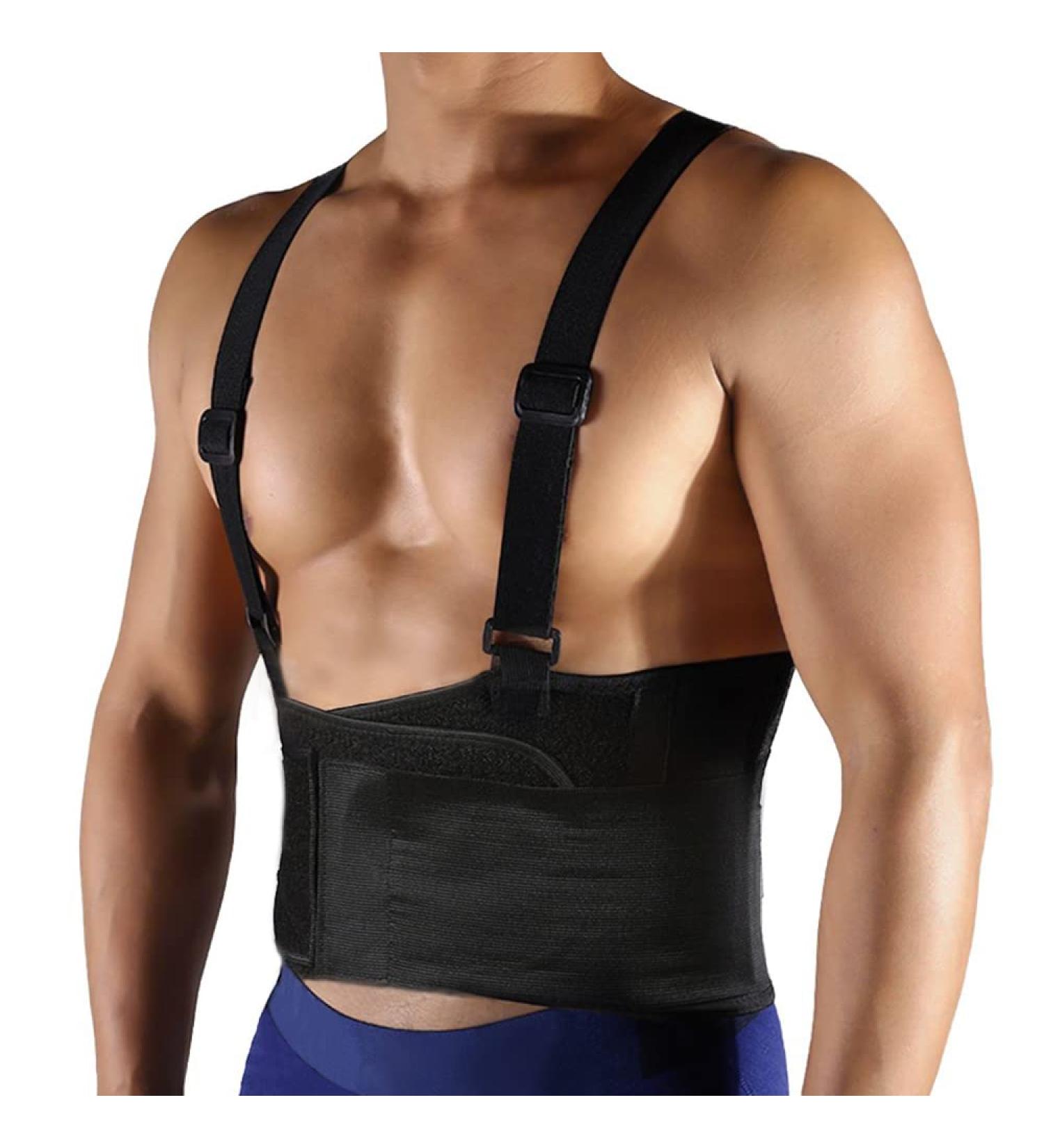 FITTOO Adjustable Lumbar Support Belt for Back Pain Relief & Injury Recovery - Large Size with Suspenders & Straps for Heavy Lifting - Black (1 Pack) - Buy Online on GoSupps.com