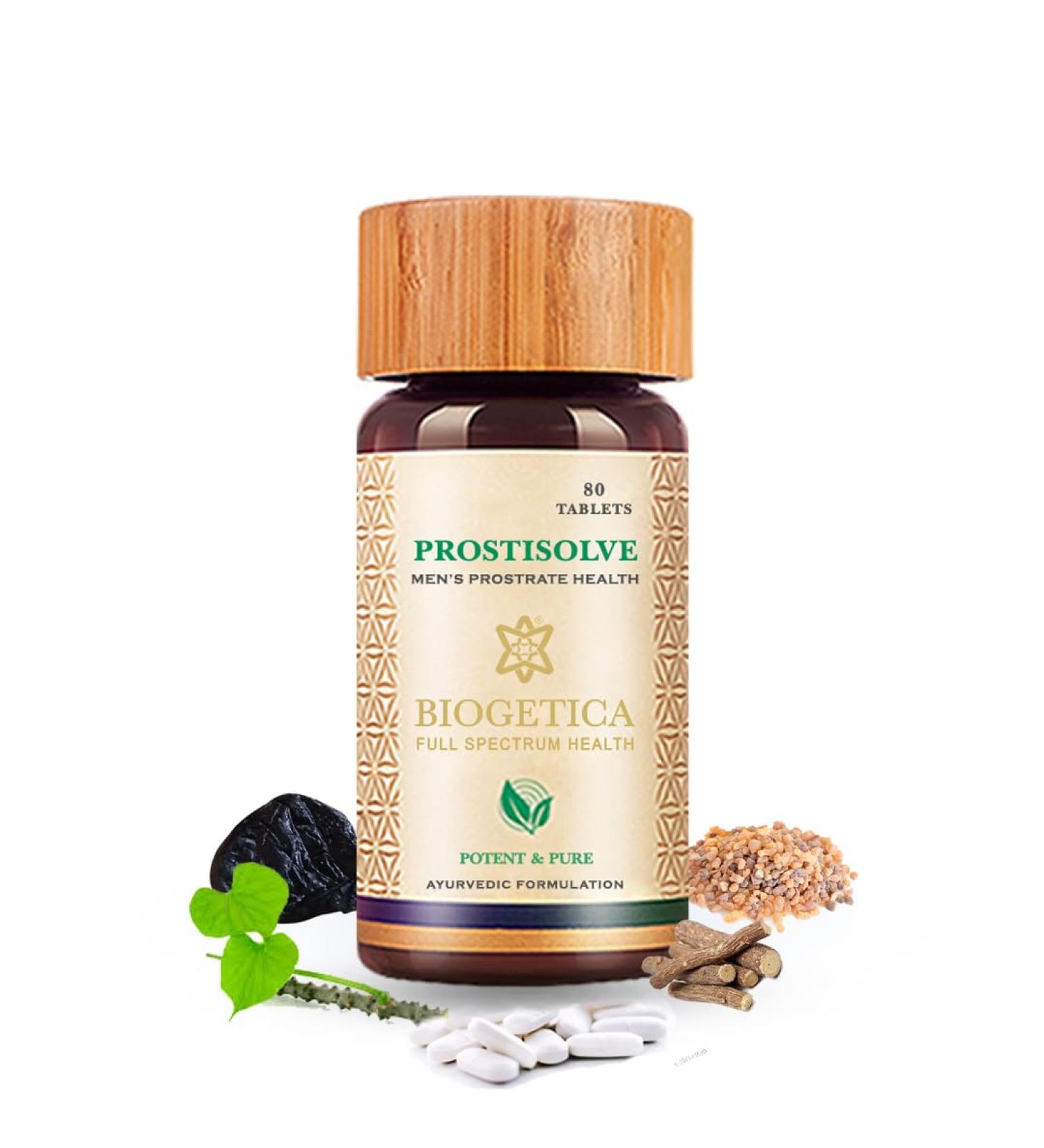 Biogetica Prostisolve Herbal Supplement with Gokshura and Shatavari - Non-GMO - 100% Vegan Ayurveda Supplement - 80 Tablets - Buy Online on GoSupps.com