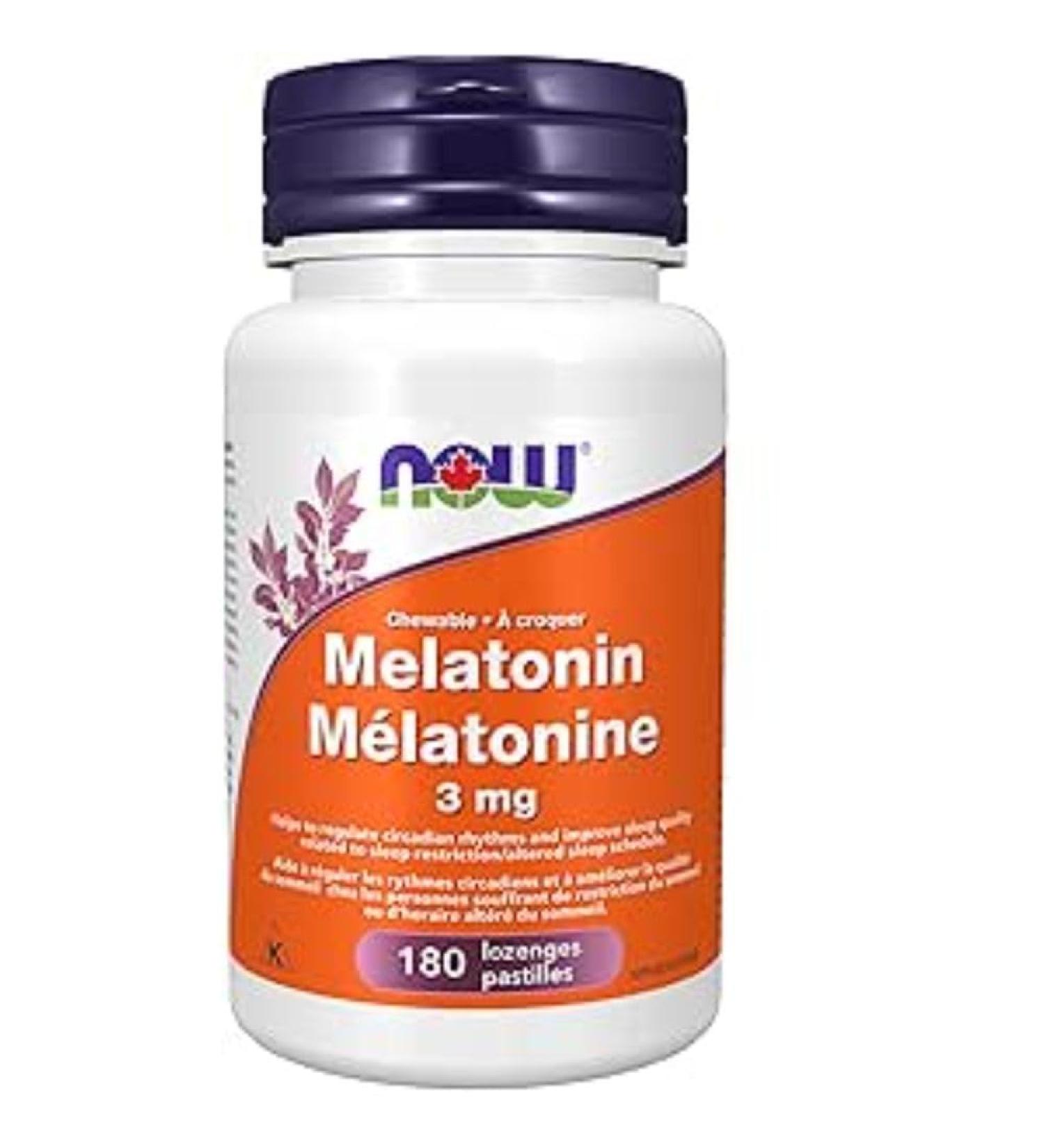 NOW Supplements Melatonin 3mg Peppermint Chewable Lozenges 180 Count - Buy Online on GoSupps.com