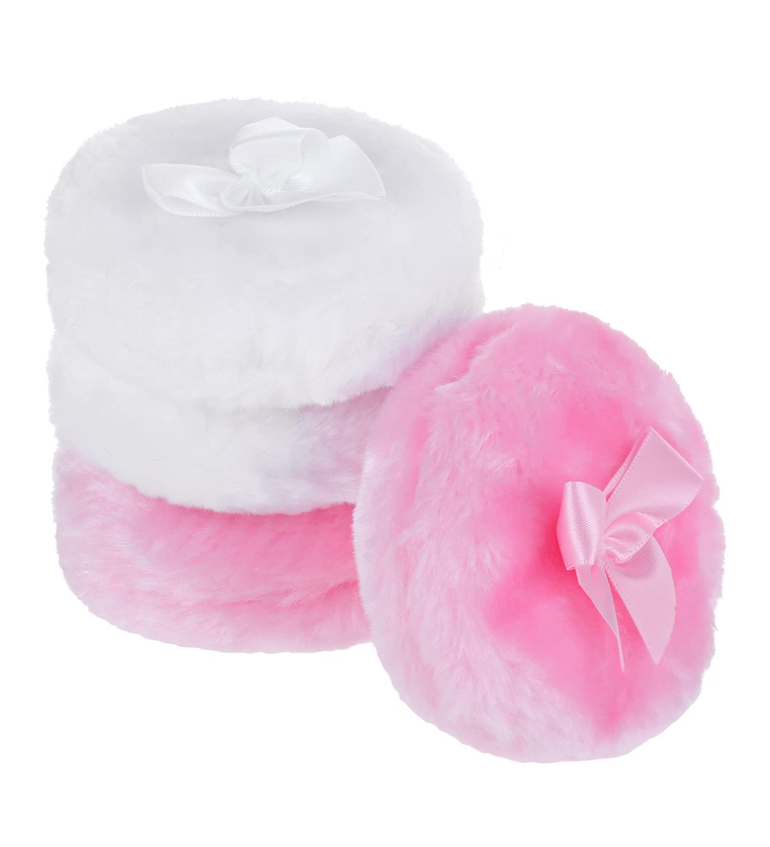 Sibba 4 Pack Large Fluffy Powder Puff - 9cm Ultra-Soft Washable & Reusable Velour Face & Body Powder Applicators for Wet & Dry Use - Buy Online on GoSupps.com
