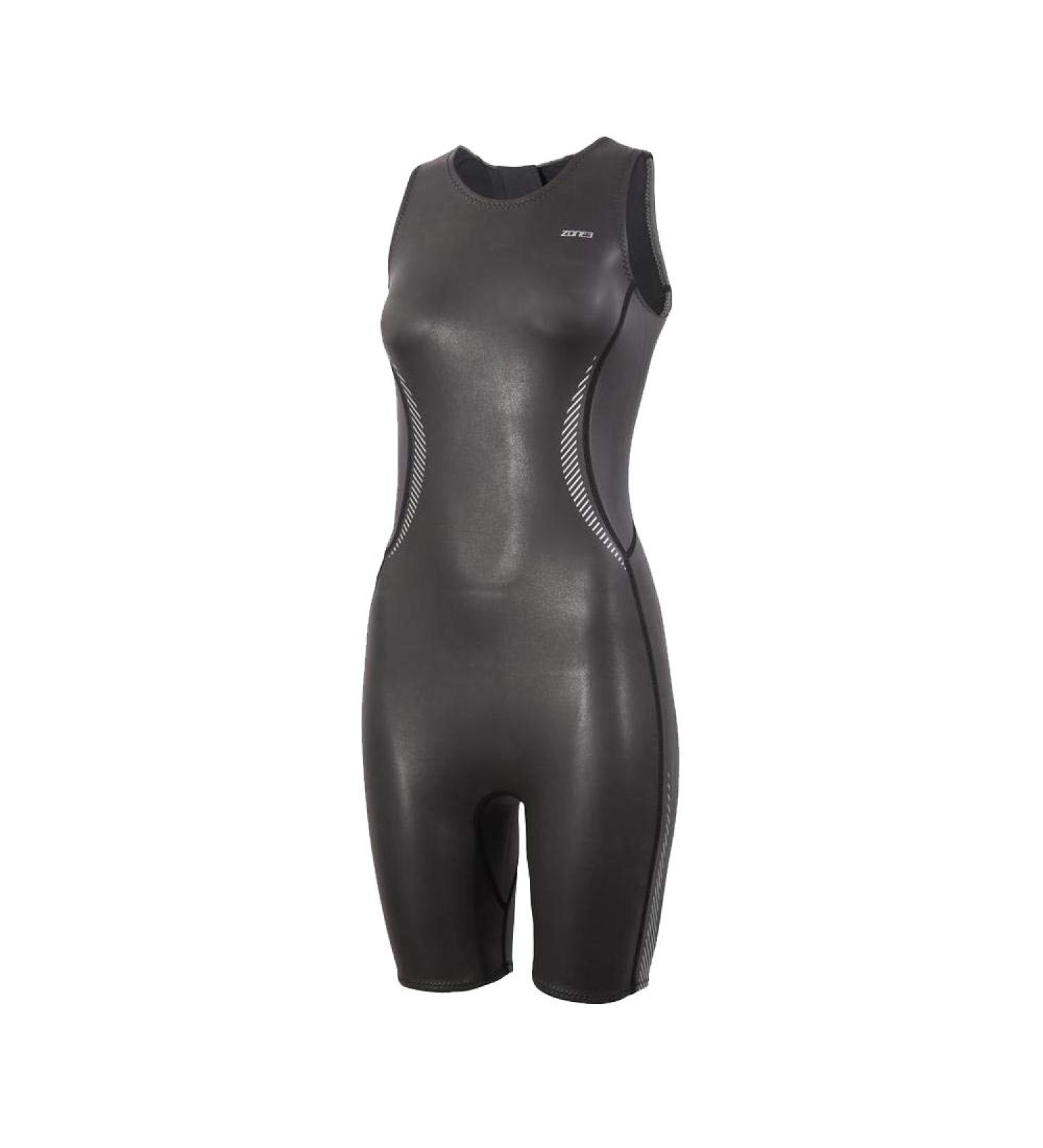 2024 Zone3 Women's Kneeskin 1.5mm Back Zip Sleeveless Shorty Swim Wetsuit - Black/Silver | International Shipping Available - Buy Online on GoSupps.com