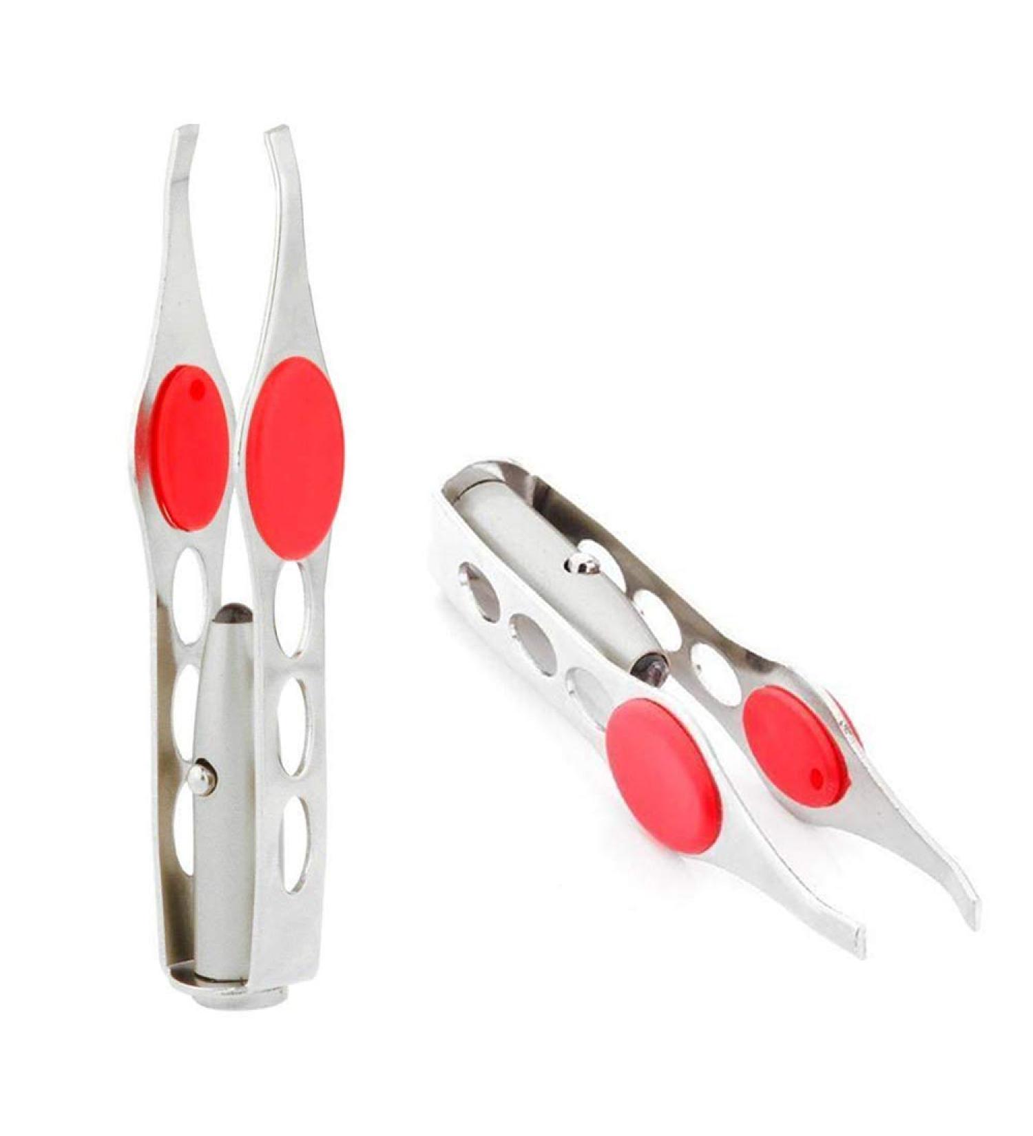 LHKJ LED Tweezer Women Eyebrow Clip with Spotlight LED Tweezers with Light Professional Tool LED Light Stainless Steel Eyebrow Tweezer Hair Removal Makeup Tools - Buy Online on GoSupps.com
