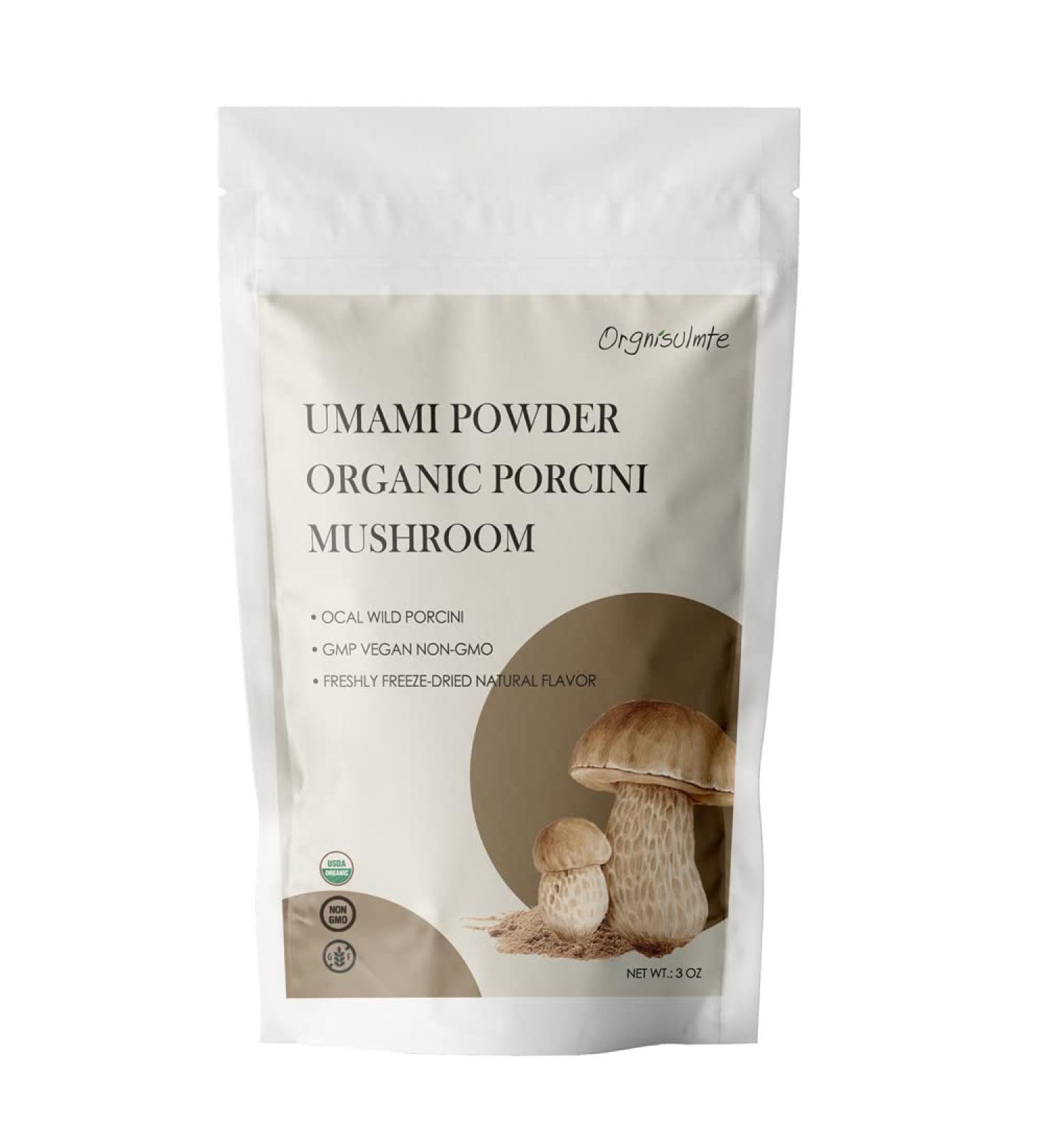 Organic Dried Porcini Mushrooms Powder 3 Oz - Premium Quality Umami Powder - Wild Grown & Handpicked - All Natural 3Oz (85g) - Buy Online on GoSupps.com