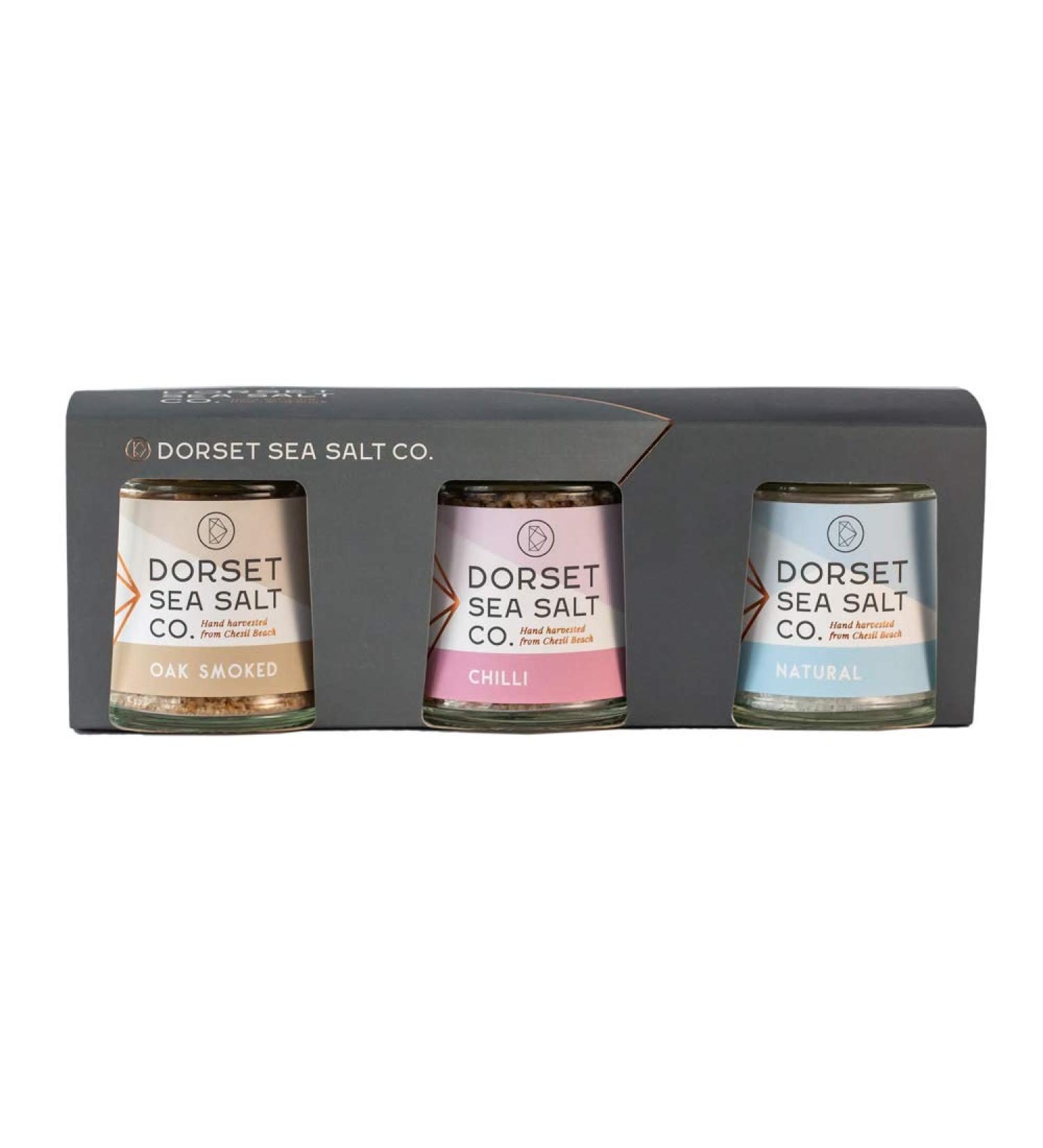Dorset Sea Salt Co. - Flavoured Salt Gift Set (3x100g) - Aromatic Chilli Smoked & Natural Award-Winning Hand Harvested Sea Salt Flakes Perfect for Seasoning Marinading or Creating a Delicious Rub - Buy Online on GoSupps.com