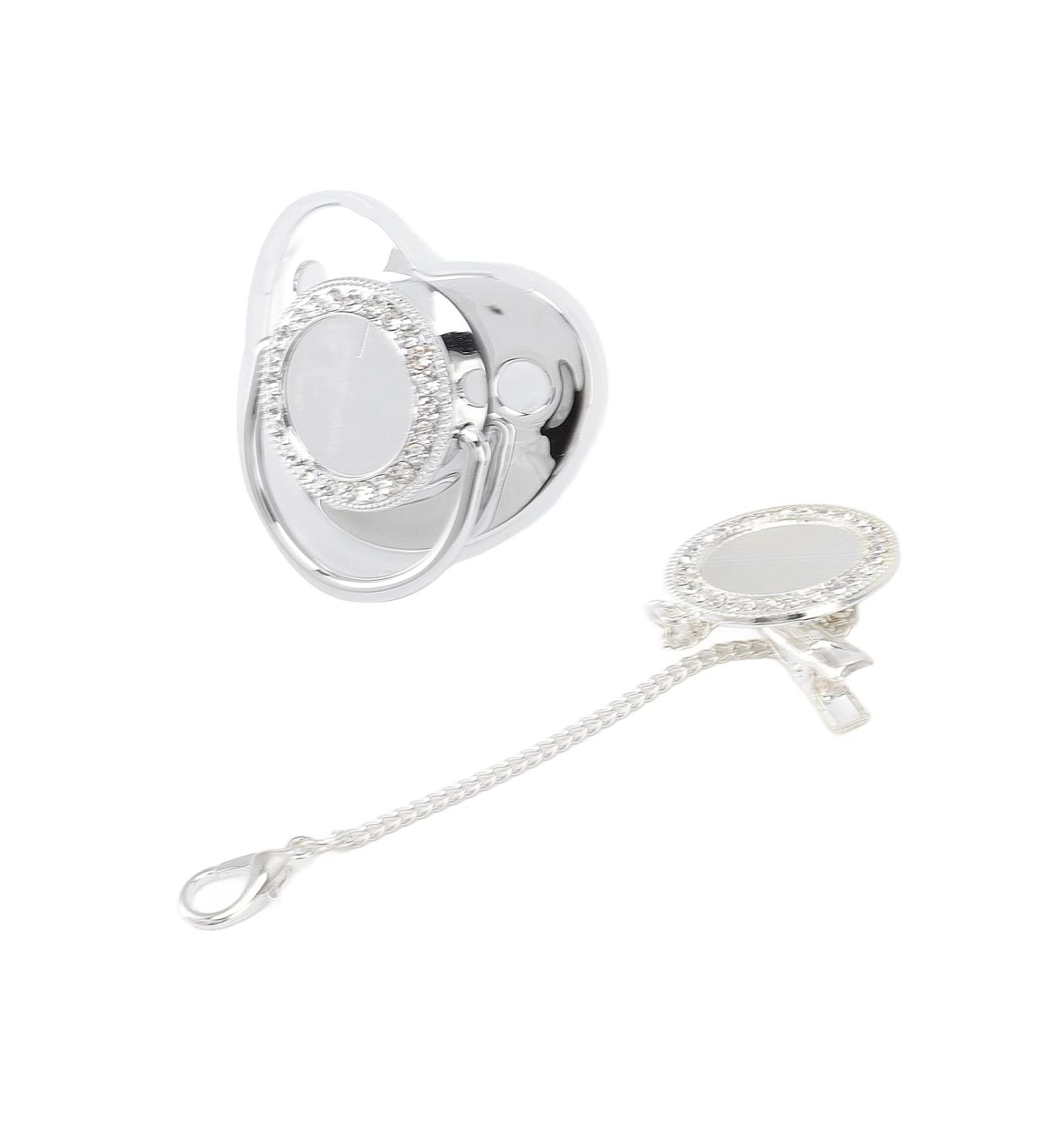 Schnuller Clip Set for Newborns - Bling Baby Pacifier DIY Photo Decoration Safe & Exquisite Souvenir (Silver) - Perfect for 6-18 Months & Parties | International Shipping Available - Buy Online on GoSupps.com