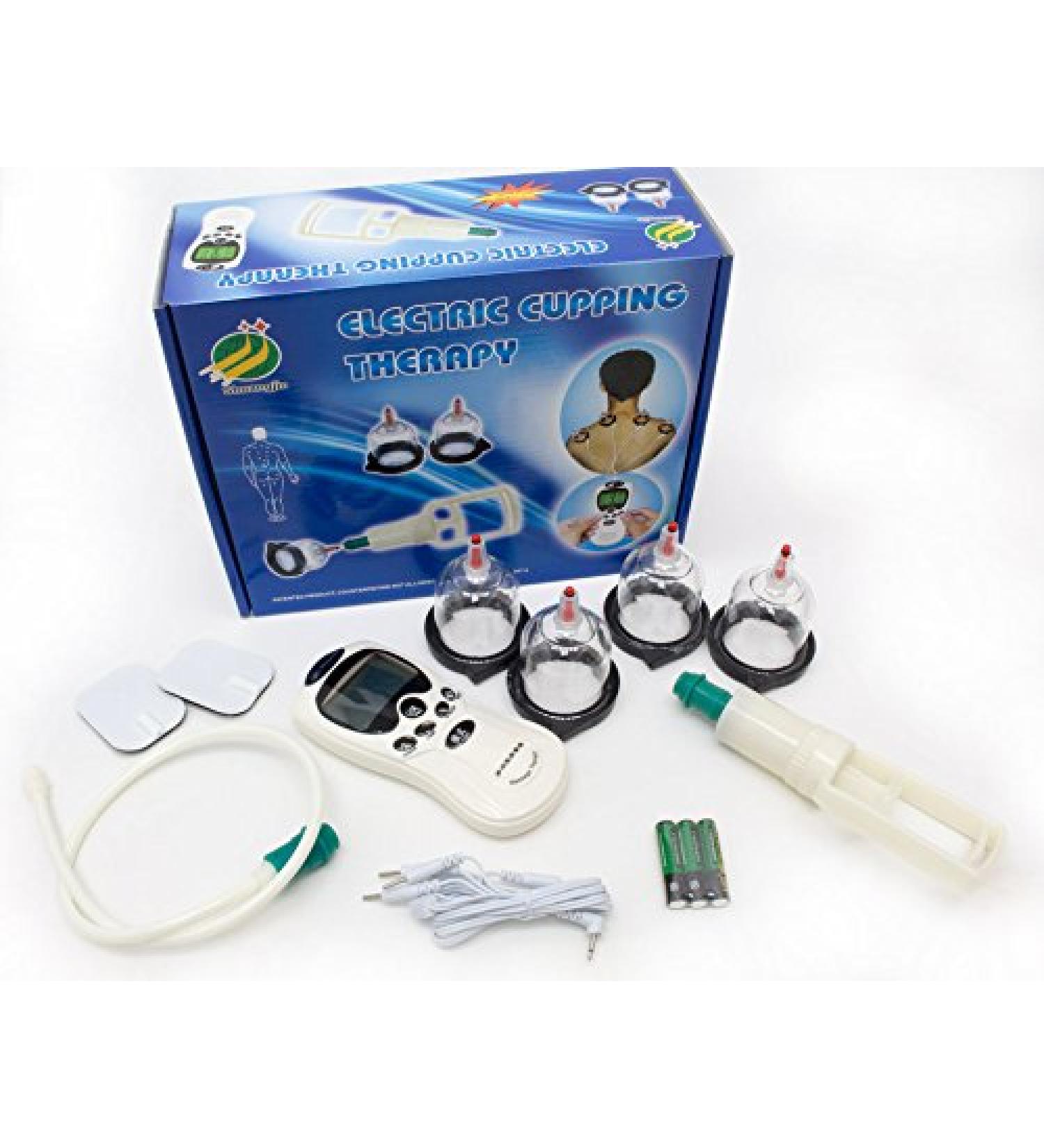 Cupping set made of plastic with electric massage device